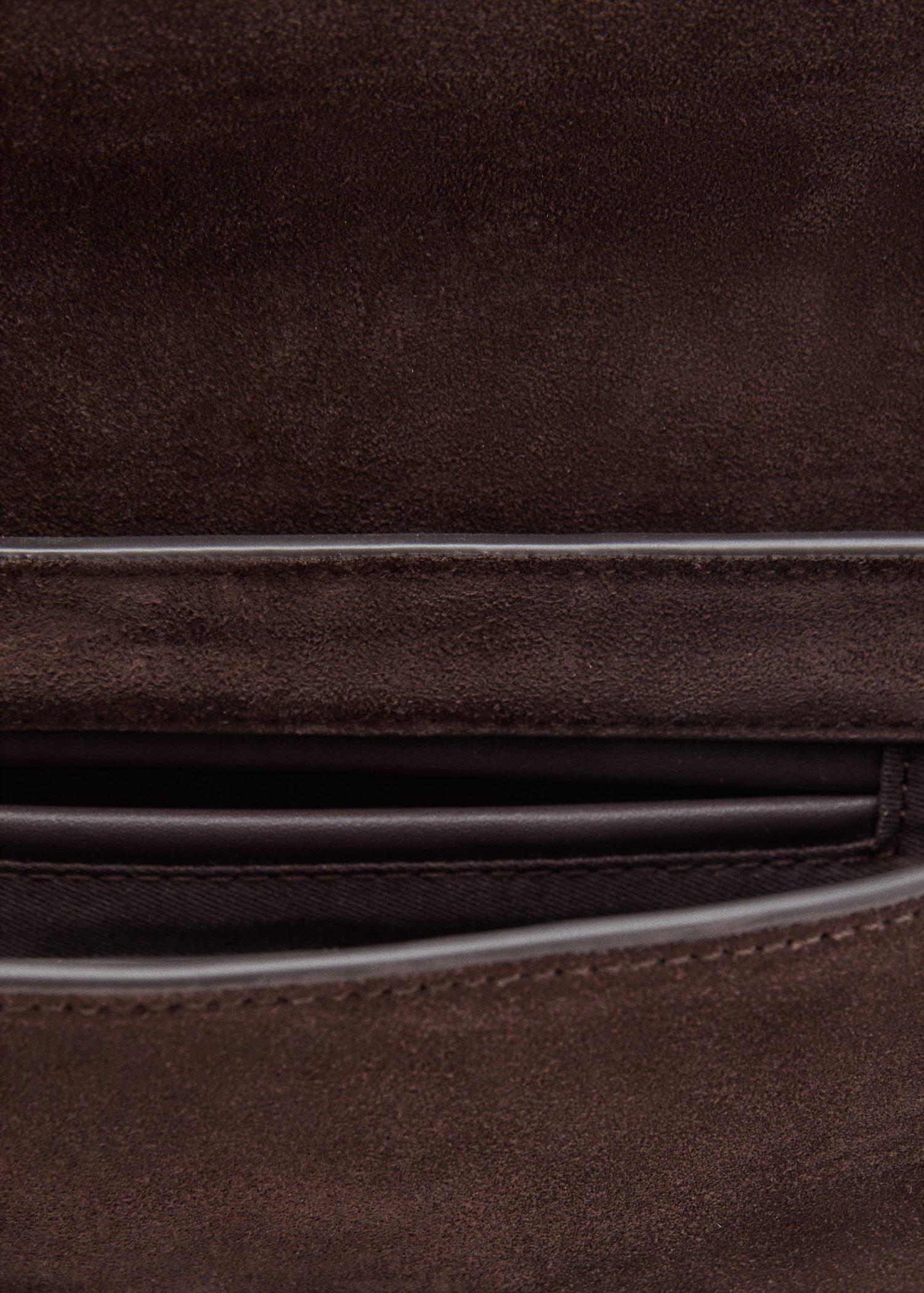 Brown Suede Shoulder Bag, Dark Brown, large image number 8