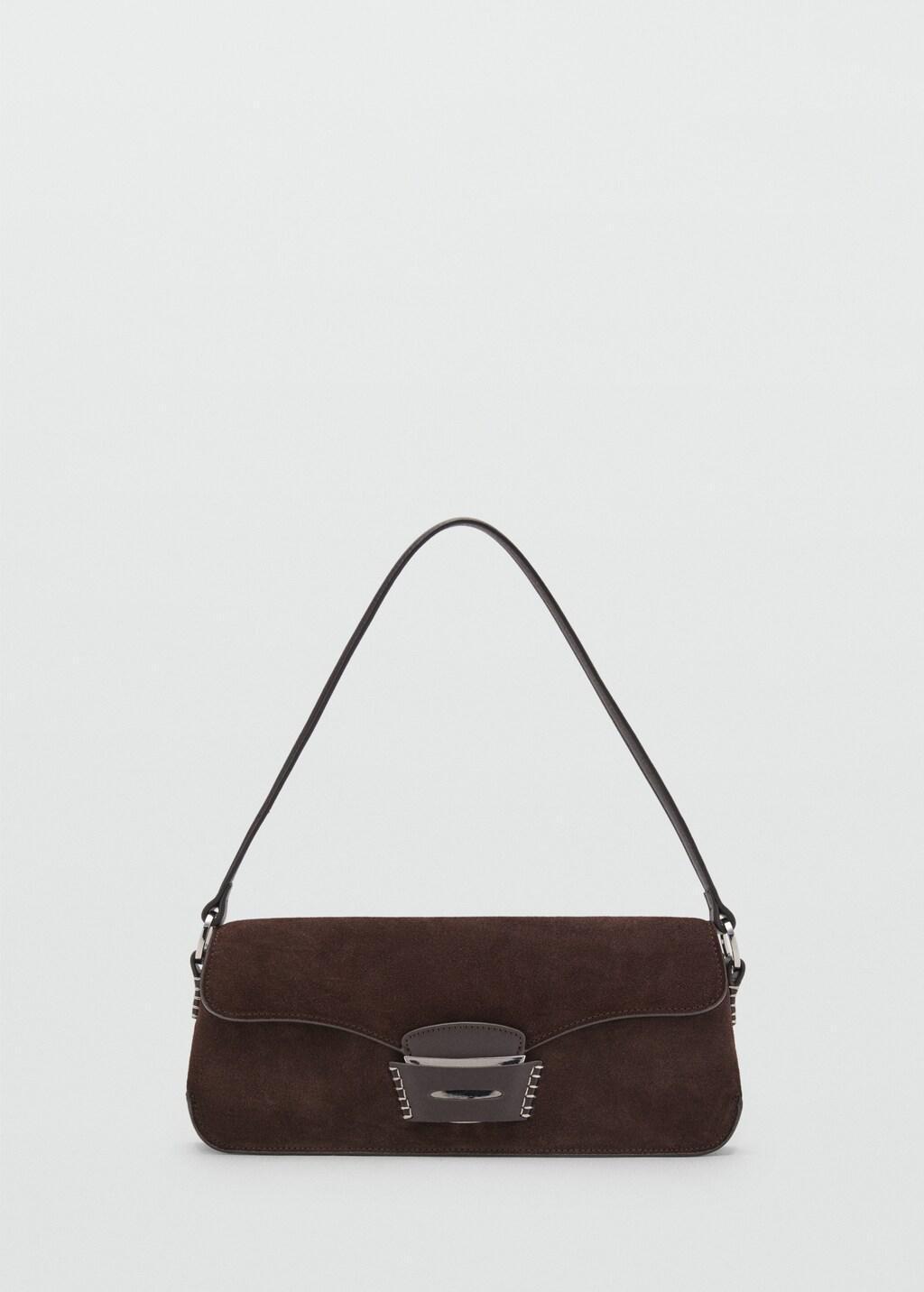 Brown Suede Shoulder Bag, Dark Brown, large image number 9