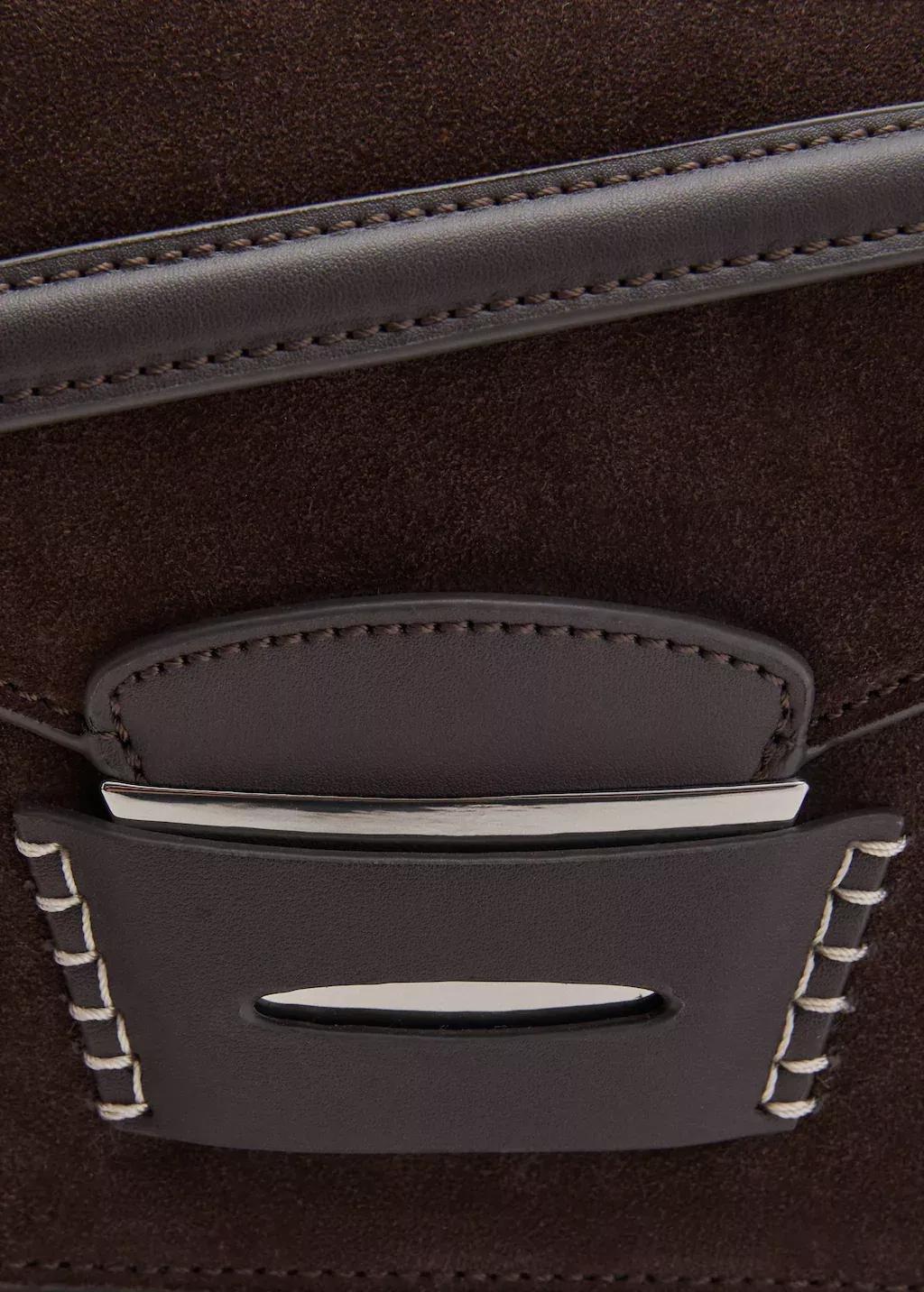 Brown Suede Shoulder Bag, Dark Brown, large image number 9