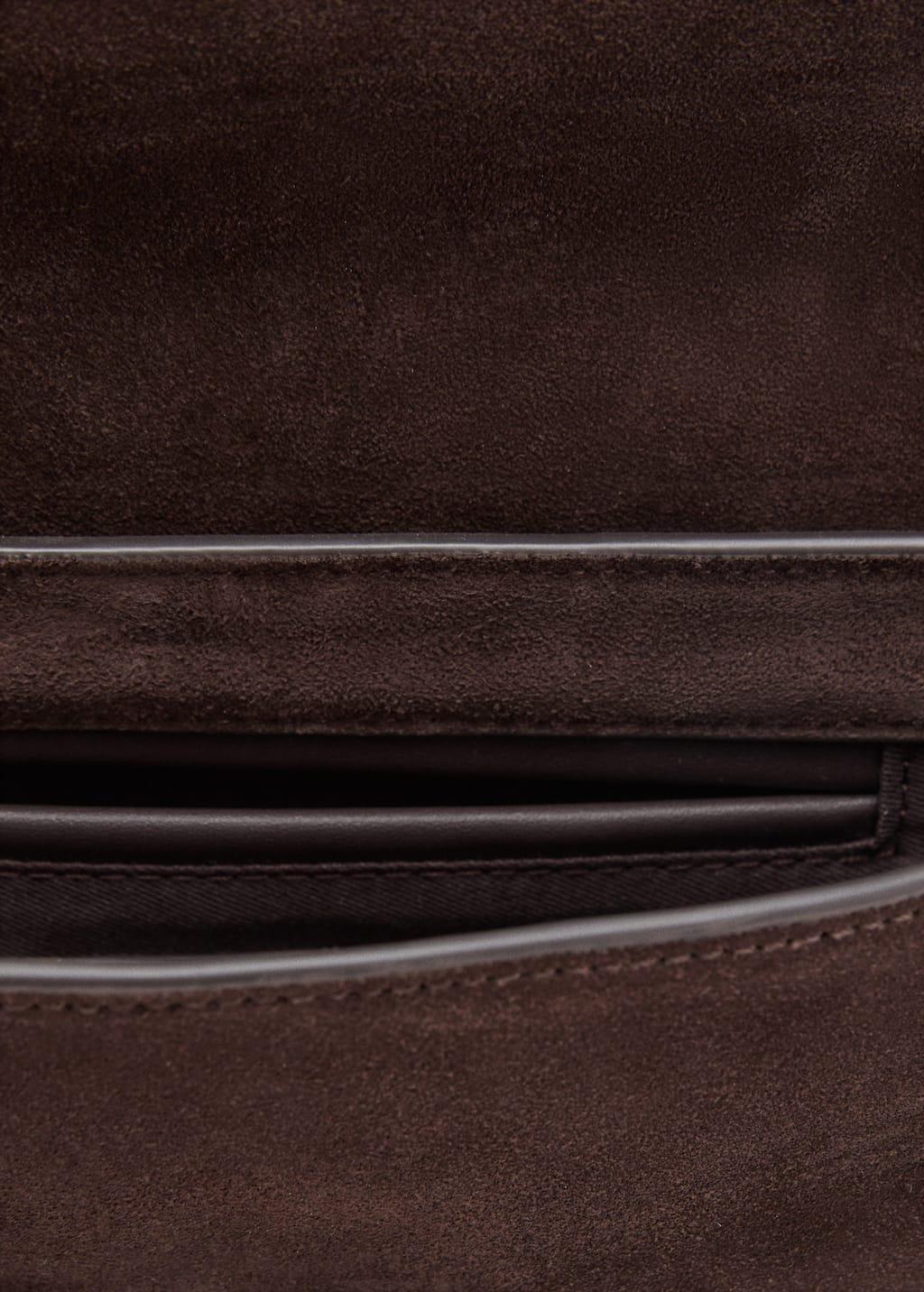 Brown Suede Shoulder Bag, Dark Brown, large image number 11