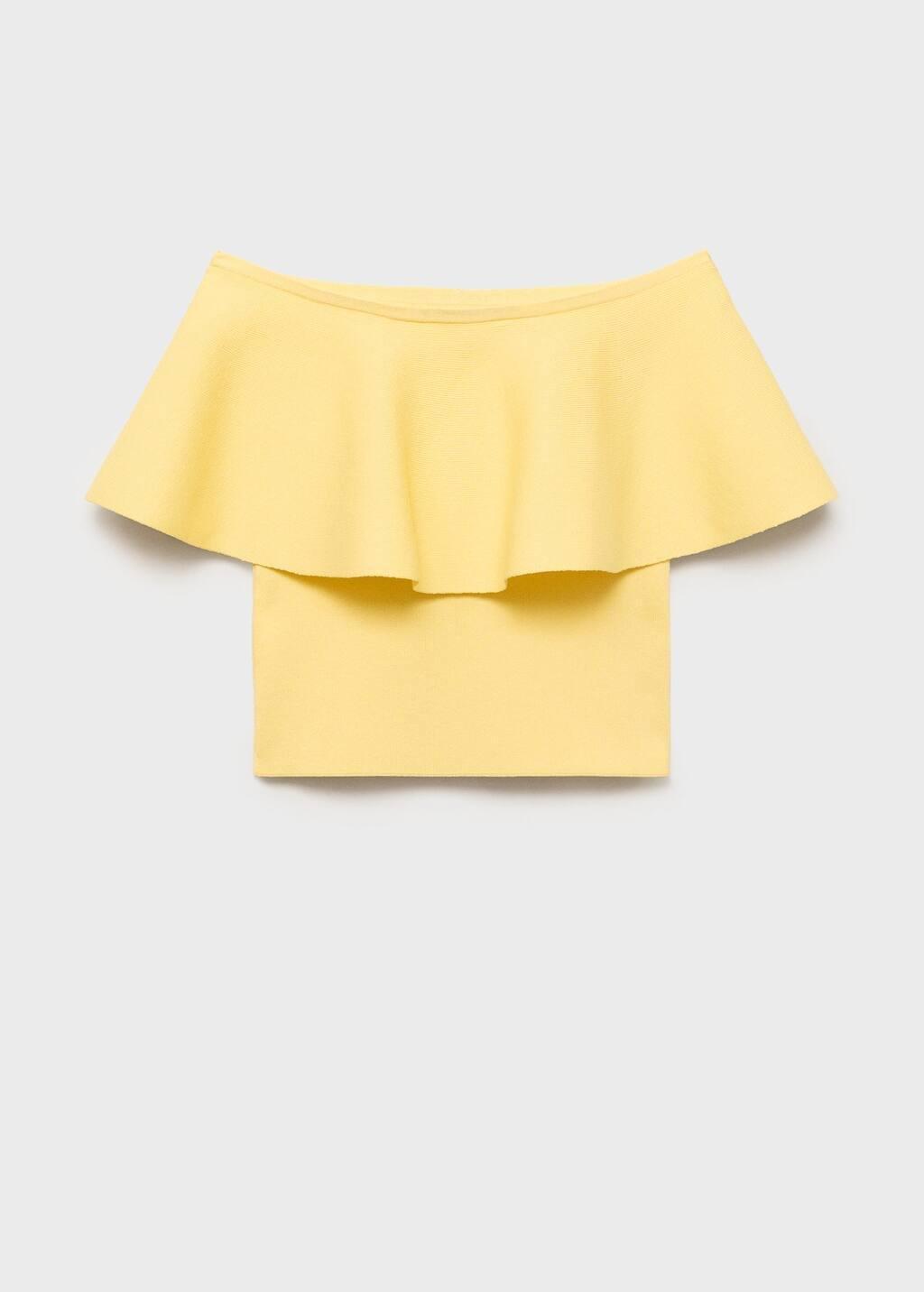 Yellow Maxi Ruffle Strapless Top, , large image number 3