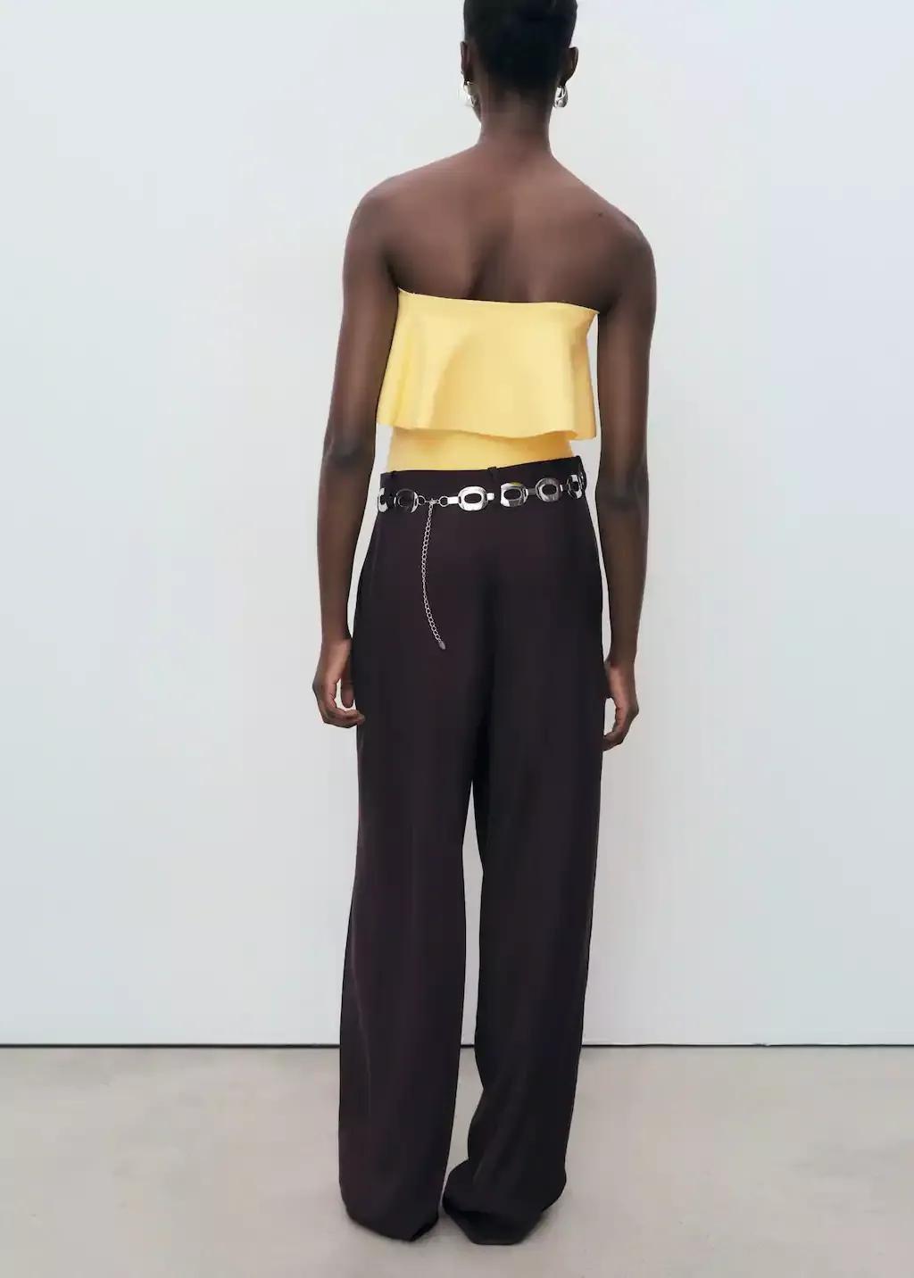 Yellow Maxi Ruffle Strapless Top, , large image number 4