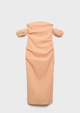 Orange Strapless Midi-Dress, , large image number 6