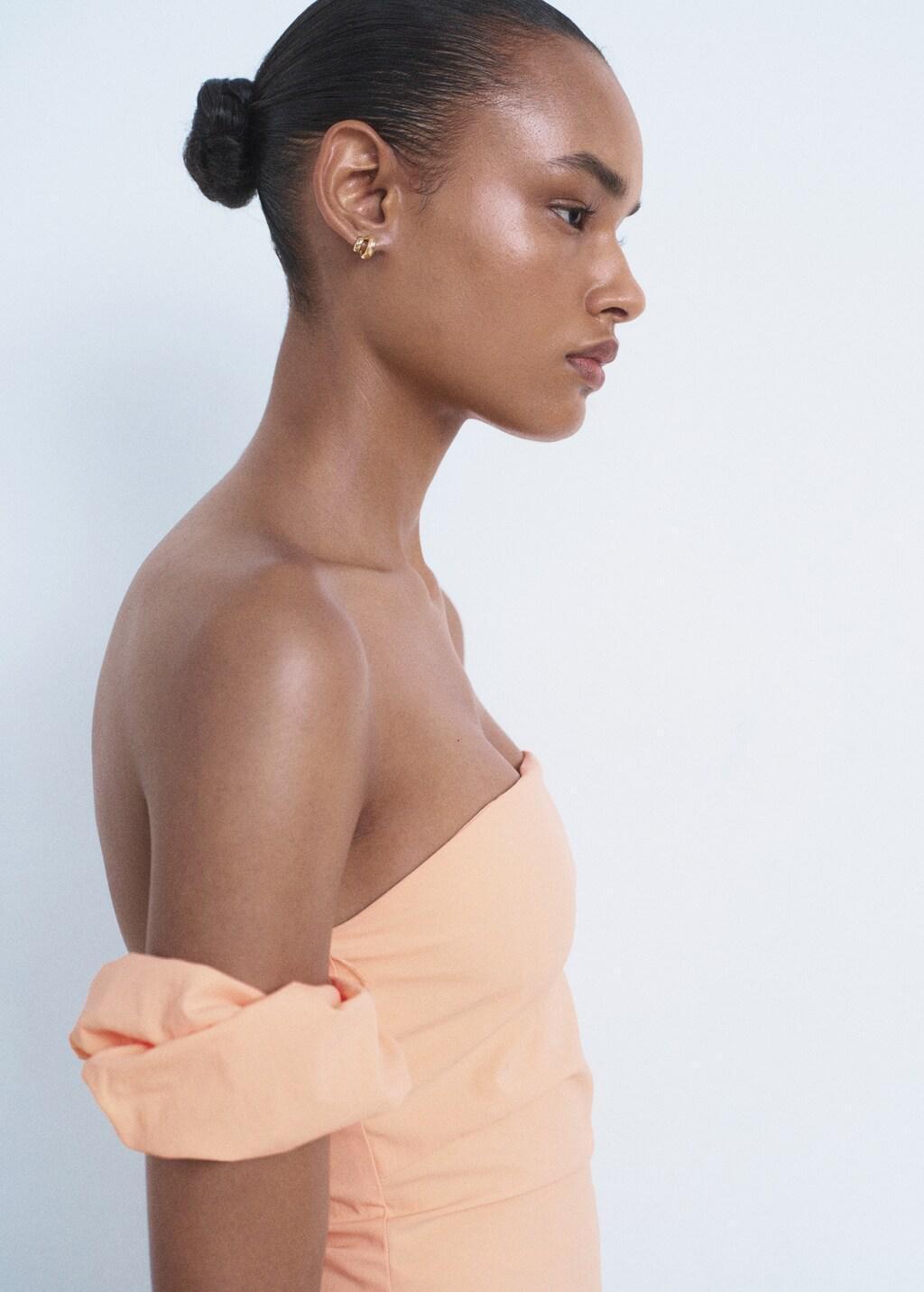 Orange Strapless Midi-Dress, , large image number 9