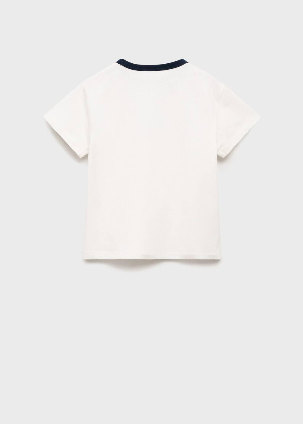 Cream T-Shirt With Embroidered Contrasting Collar, Kids Girls, , large image number 1