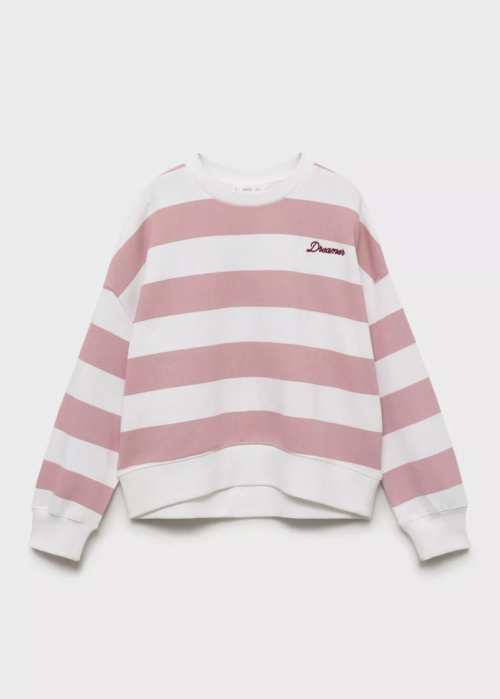 Pink Striped Sweatshirt With Embroidered Detail, , large image number 1