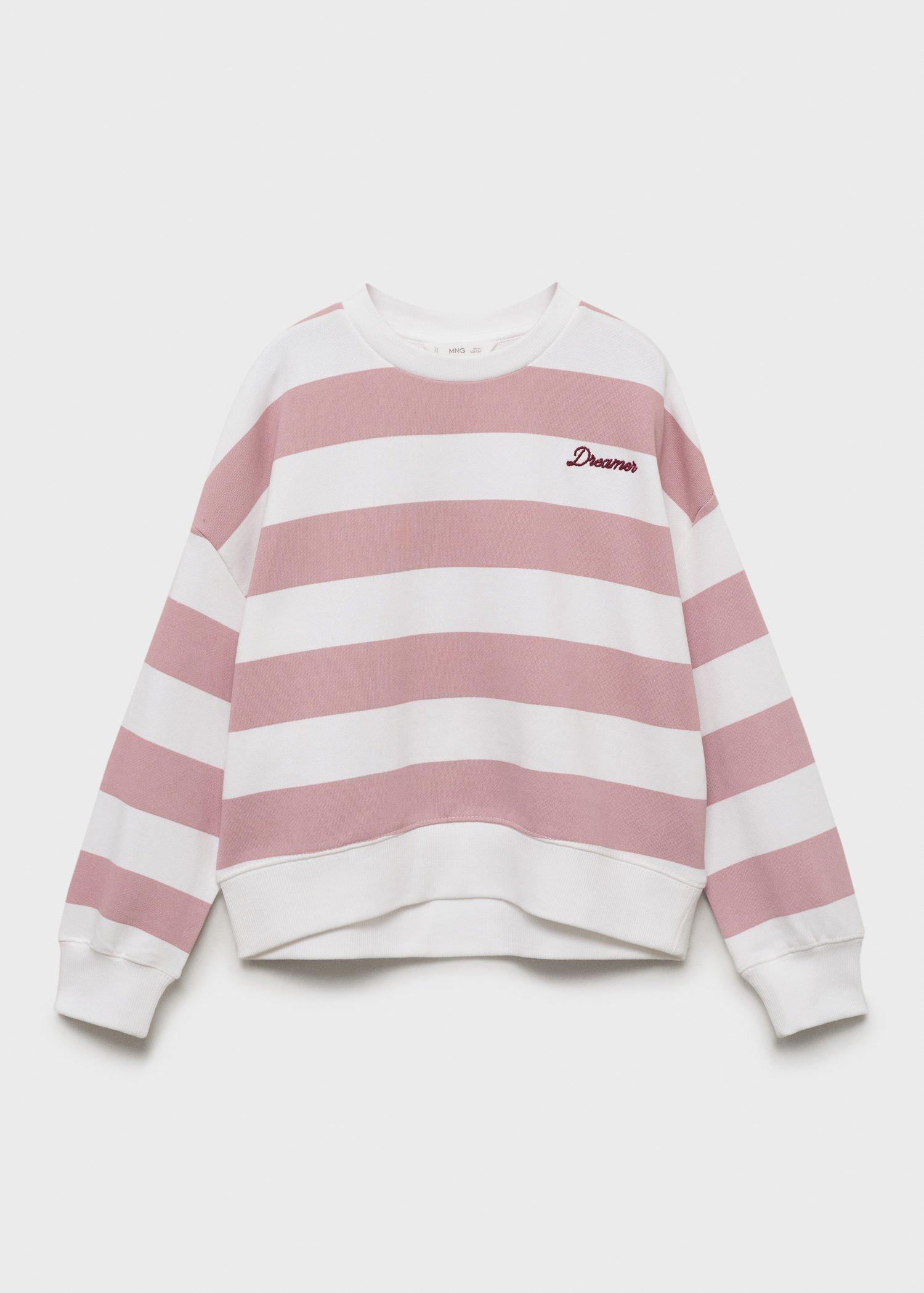 Pink Striped Sweatshirt With Embroidered Detail, , large image number 6