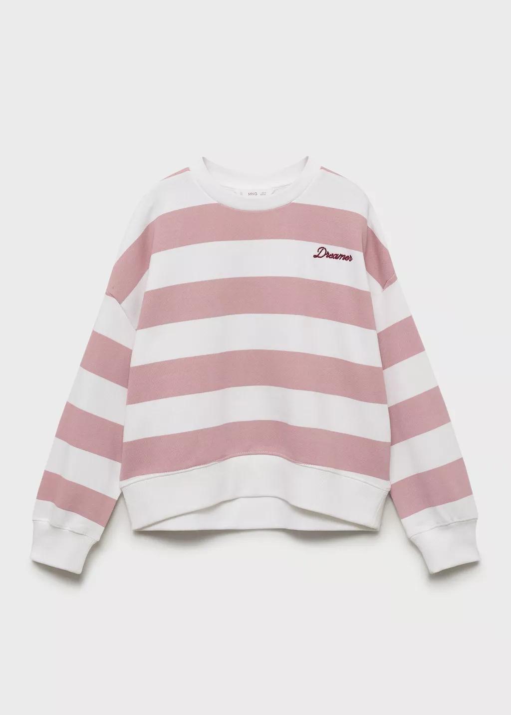 Pink Striped Sweatshirt With Embroidered Detail, , large image number 11