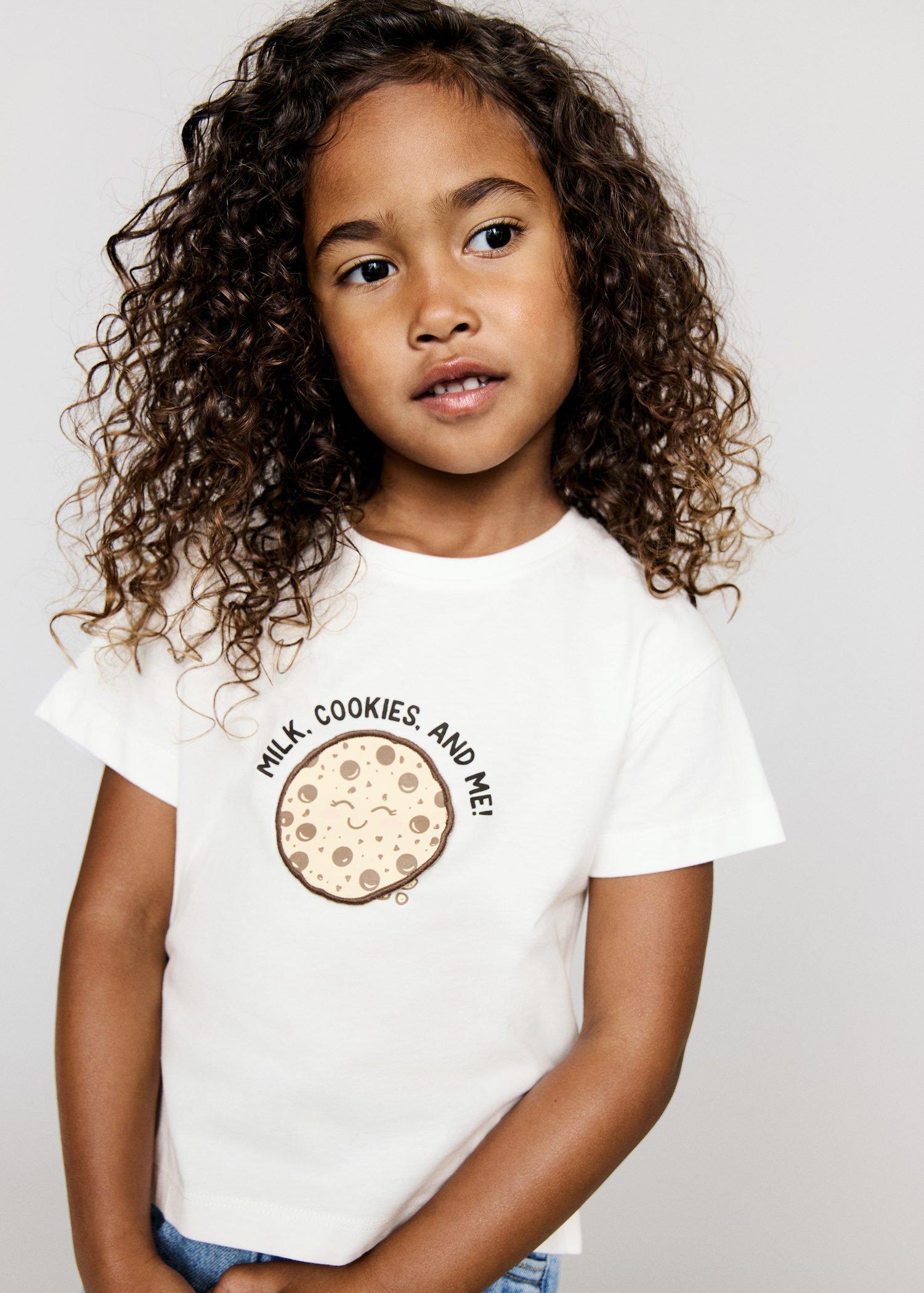 White Embossed Detail Printed T-Shirt, Baby Girls, Natural White, medium