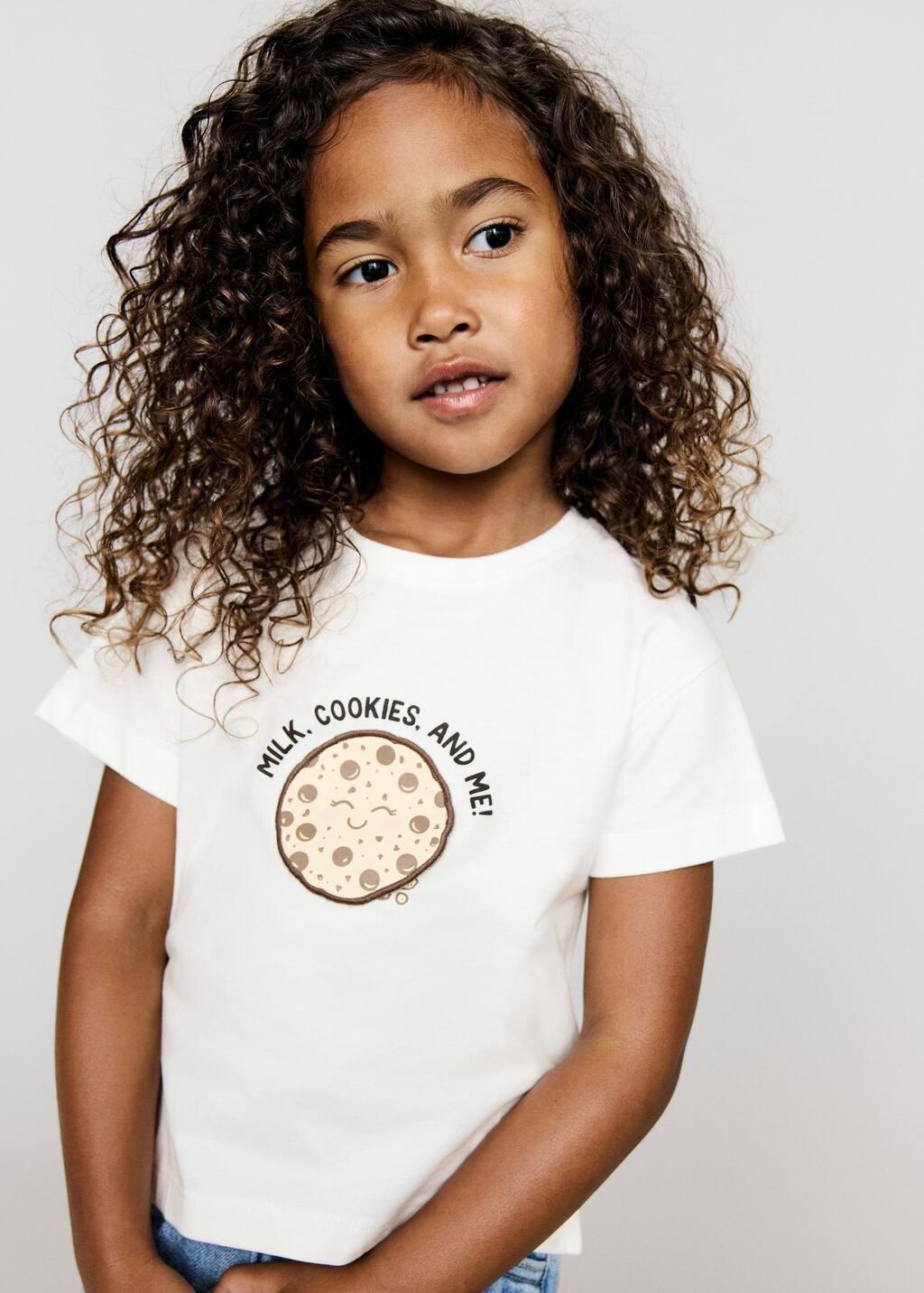 White Embossed Detail Printed T-Shirt, Baby Girls, Natural White, medium