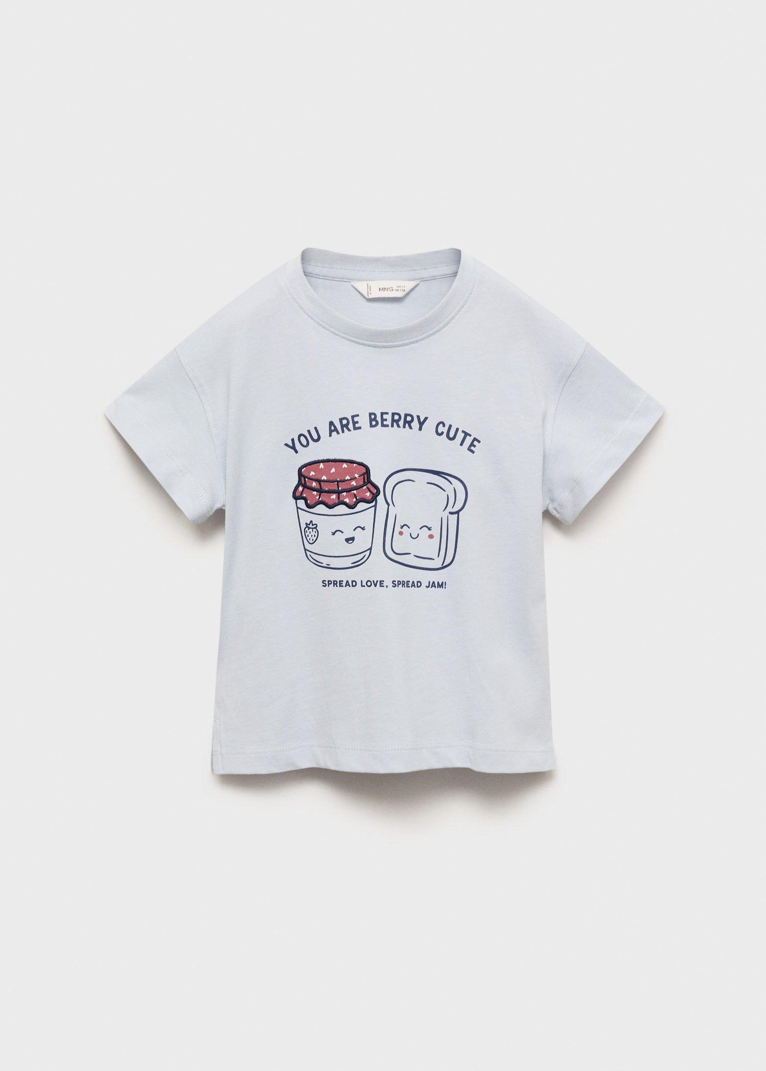 Blue Embossed Detail Printed T-Shirt, Baby Girls, , large image number 0