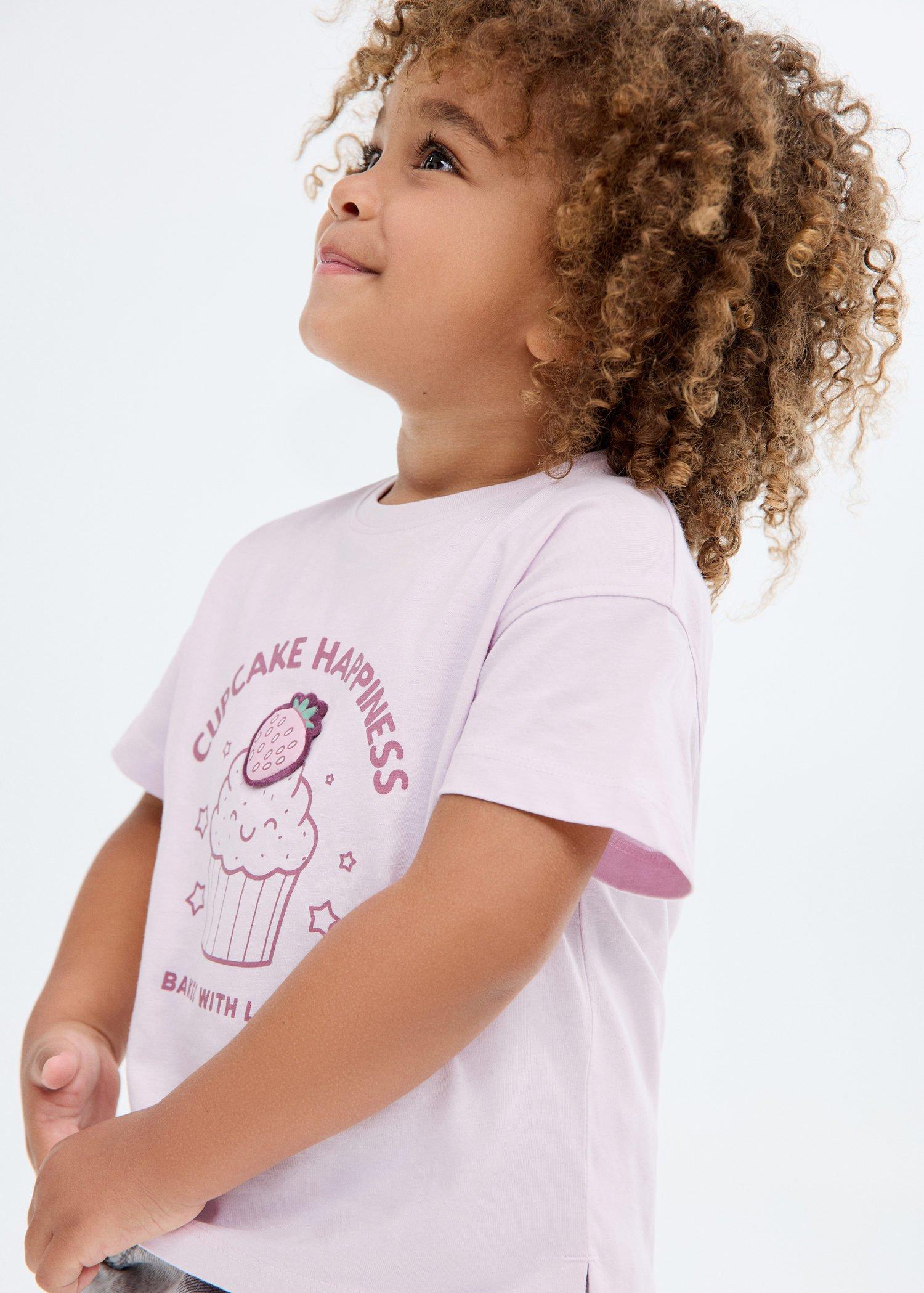 Purple Embossed Detail Printed T-Shirt, Baby Girls, , large image number 0