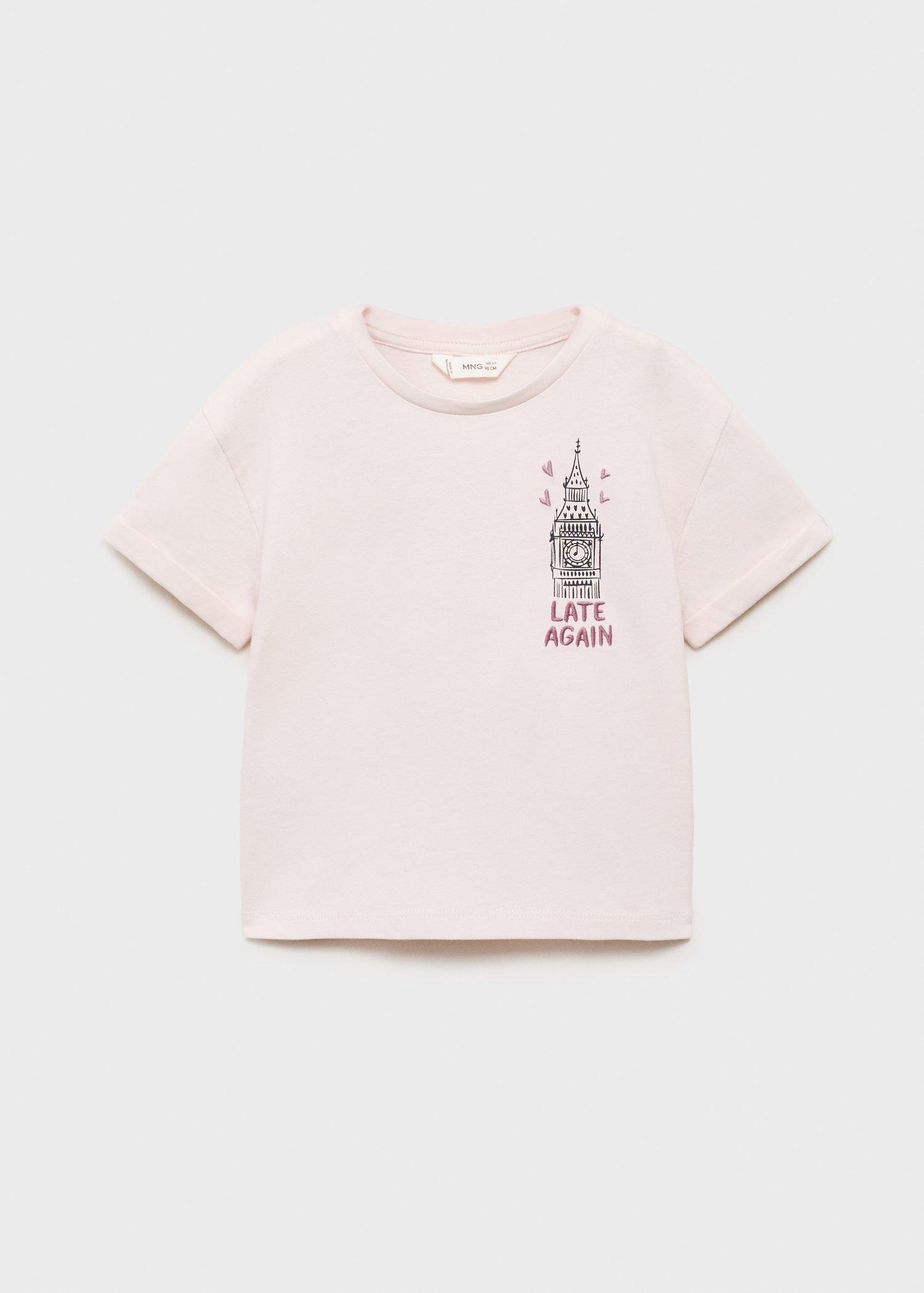 Pink Printed Cotton-Blend T-Shirt, Baby Girls, , large image number 0