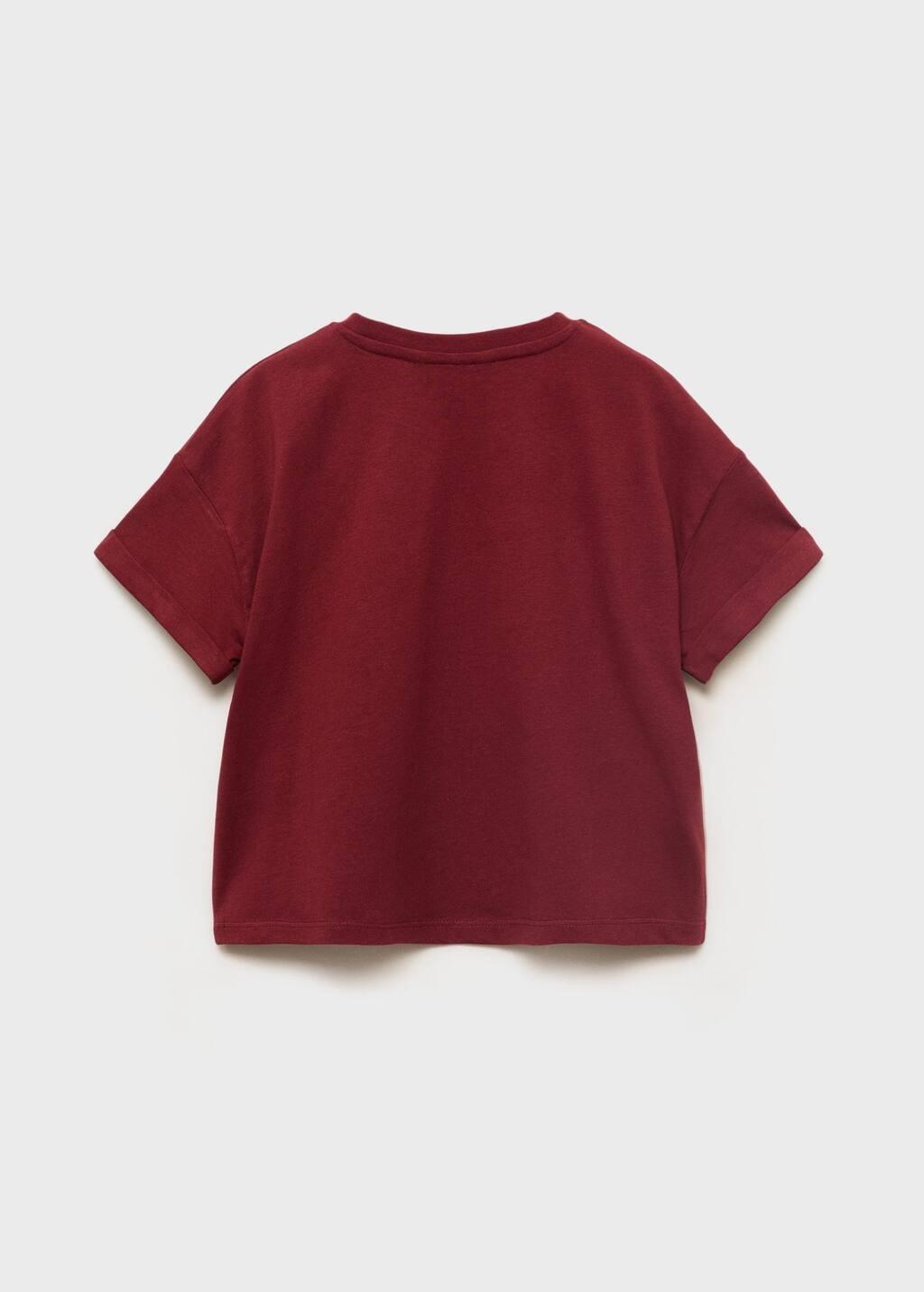 Red Short-Sleeved Printed T-Shirt, Kids Girls, Dark Red, medium