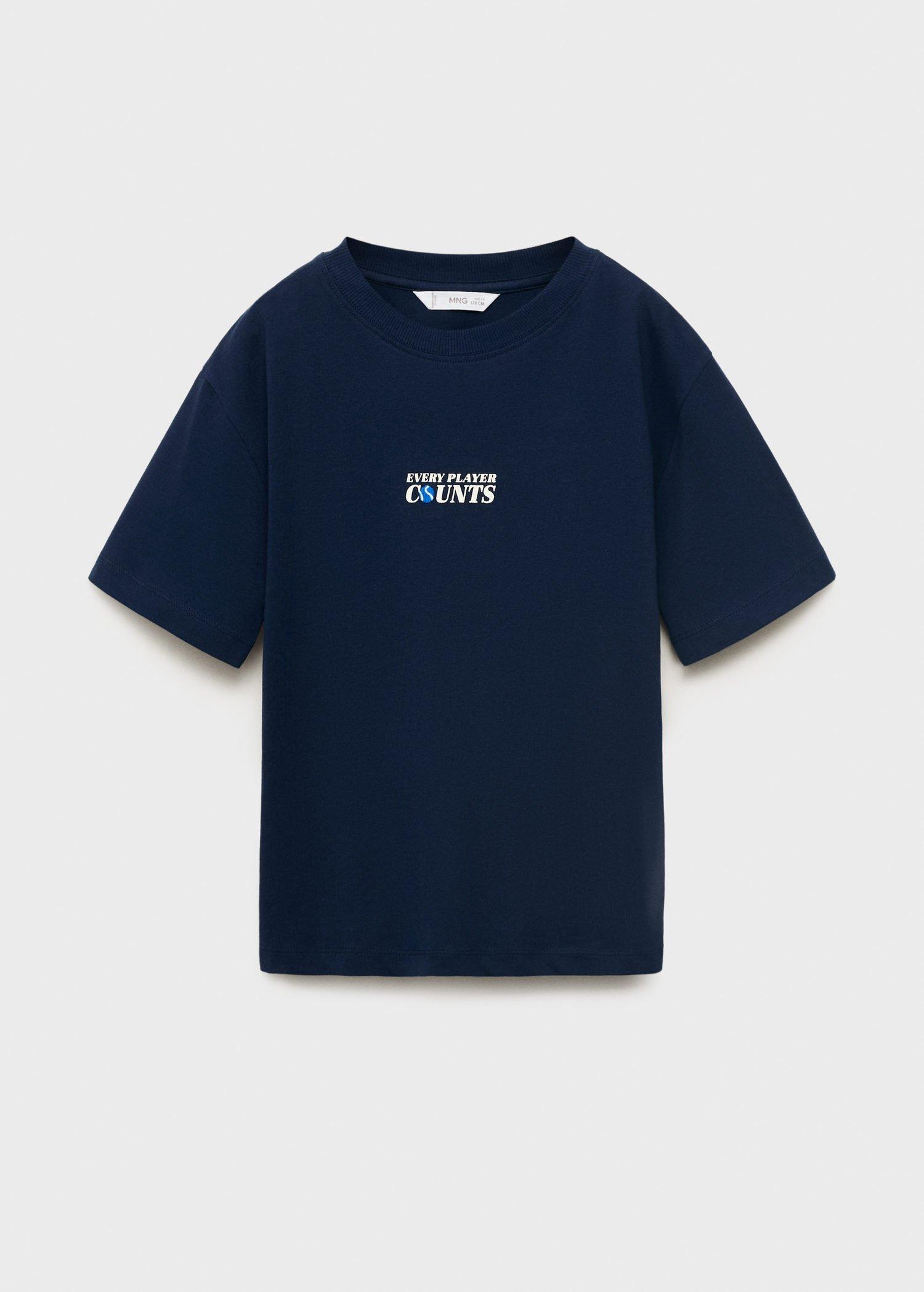 Navy Short-Sleeved Printed T-Shirt, Kids Boys, Navy, medium