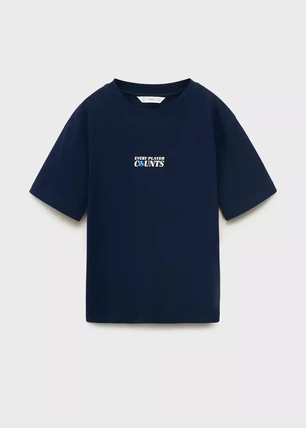 Navy Short-Sleeved Printed T-Shirt, Kids Boys, Navy, medium