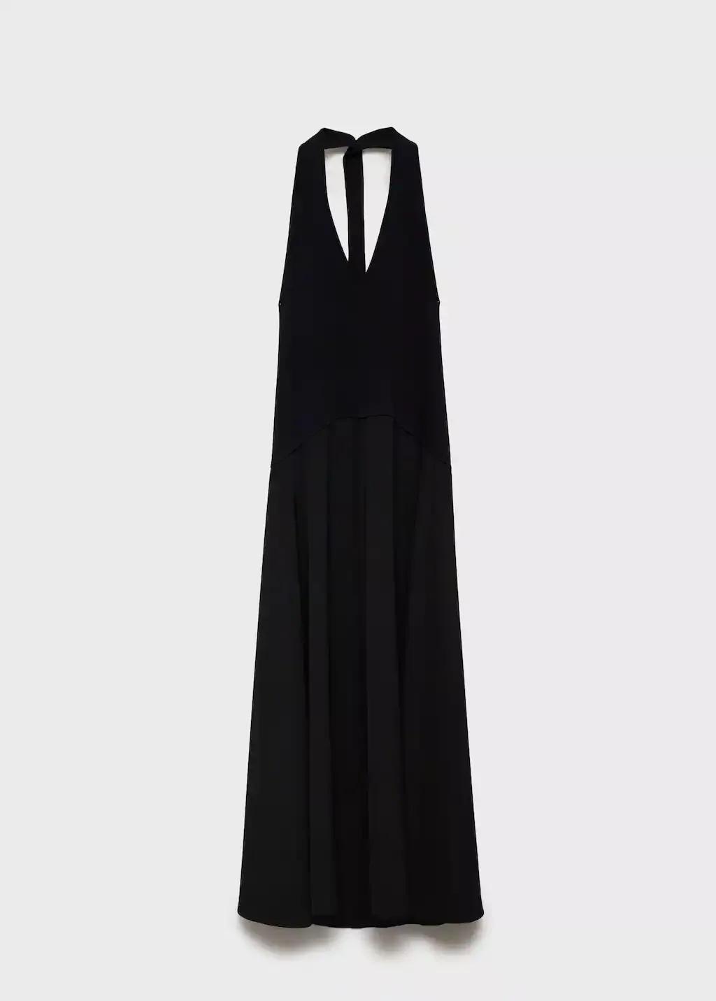 Black Halter-Neck Combo Dress, , large image number 3