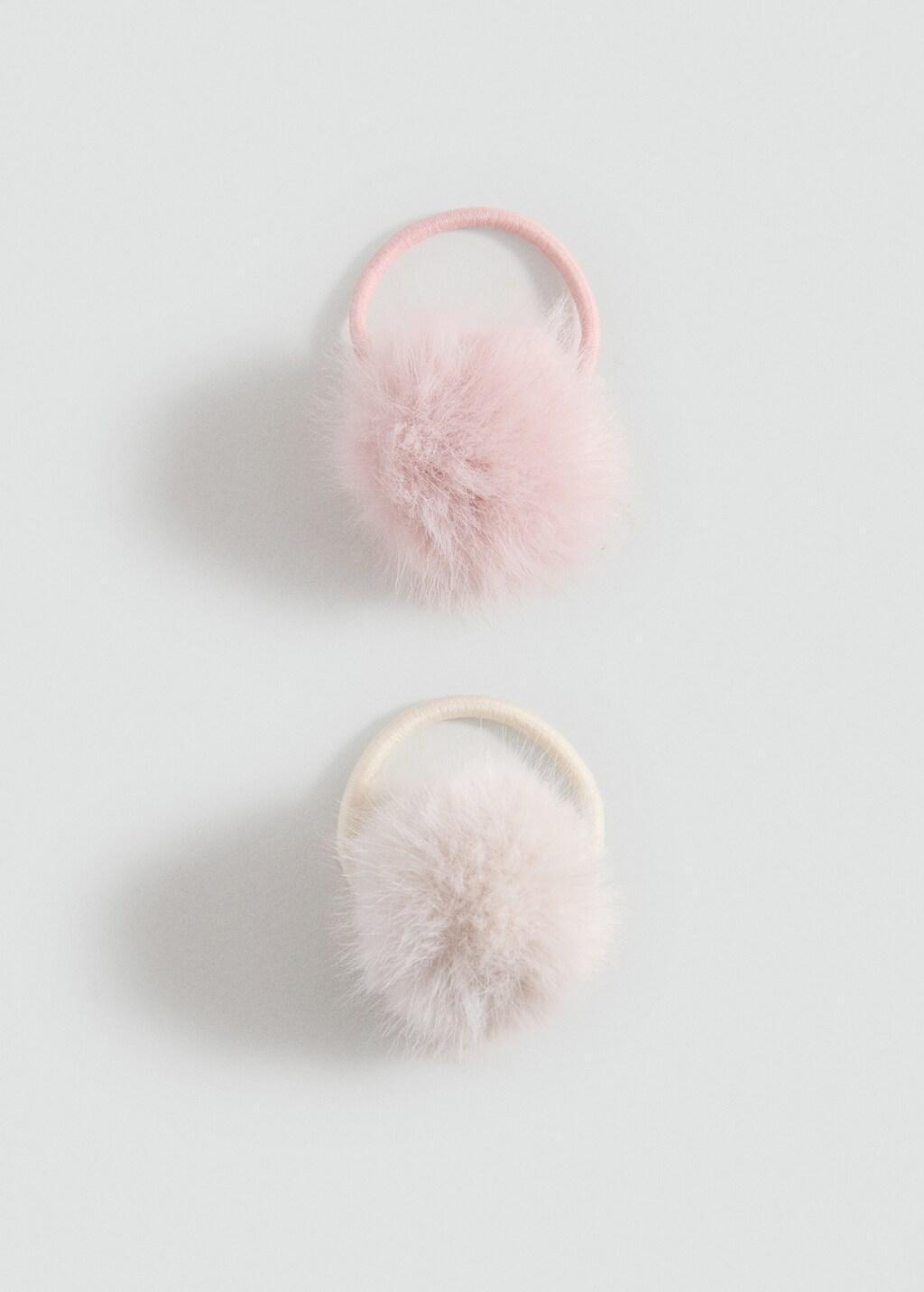 Pink Lt Pastel Pompom Hair Tie, Kids Girl, Light-Pastel Pink, large image number 3