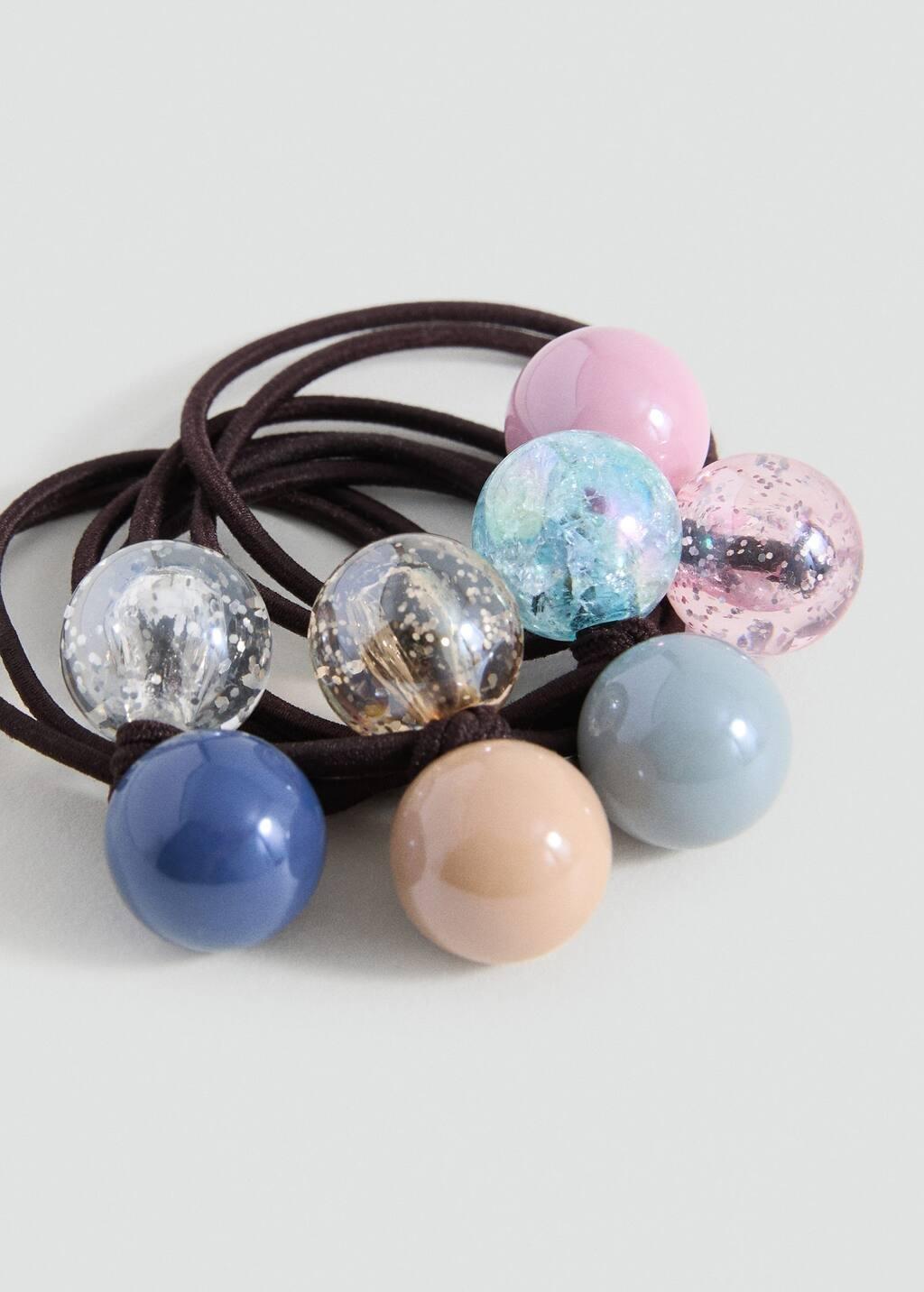 BROWN 4 pack hair ties, Kids Girl, Brown, medium