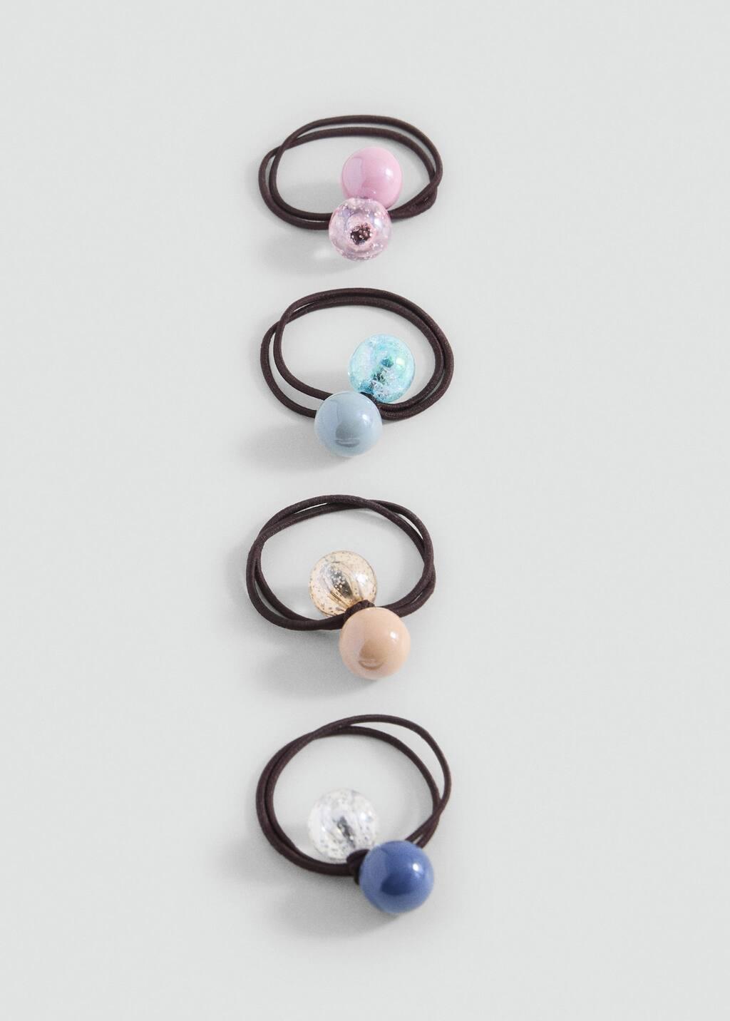 BROWN 4 pack hair ties, Kids Girl, Brown, medium