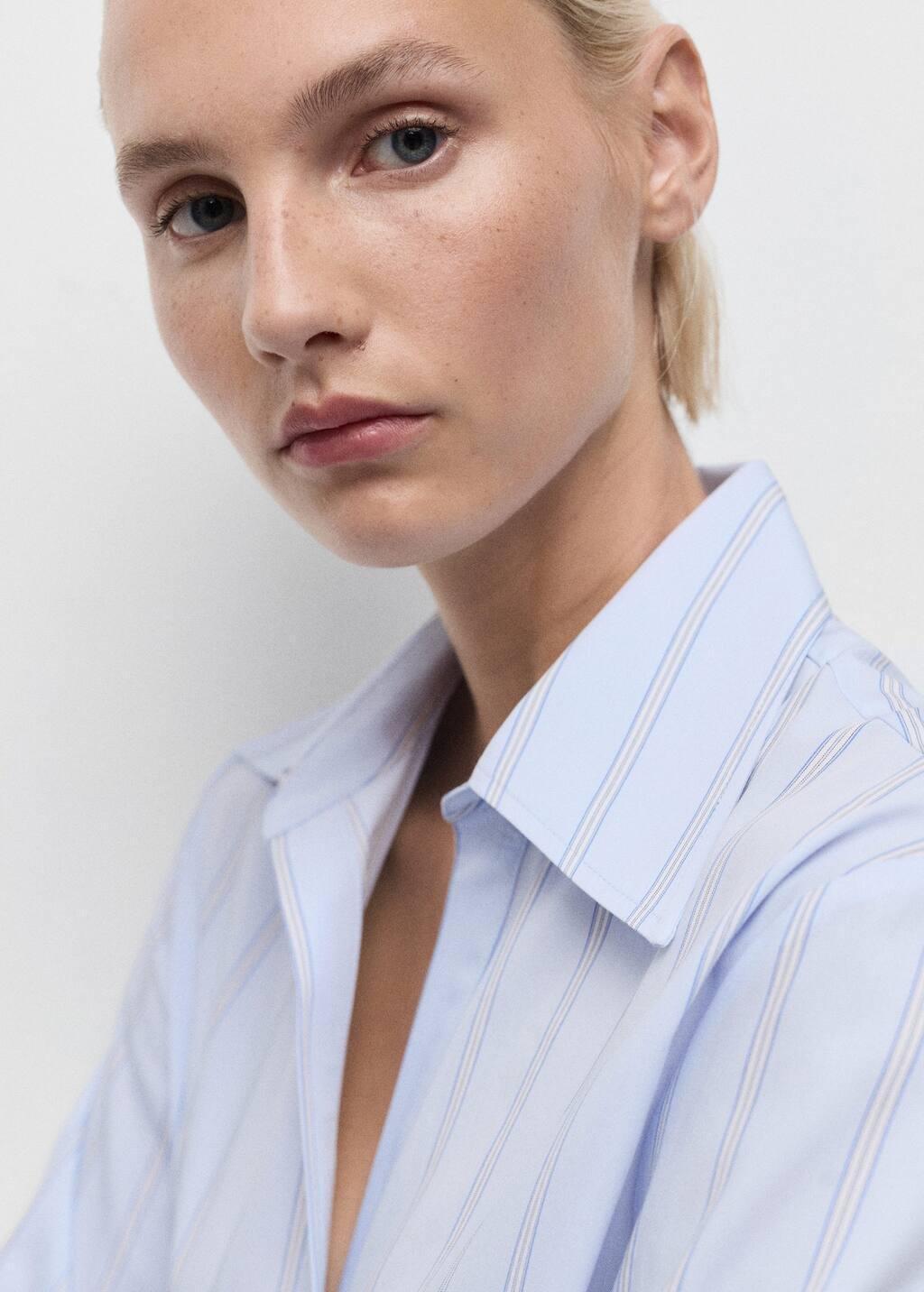 Blue Lt Pastel Lapels Striped Shirt, , large image number 1