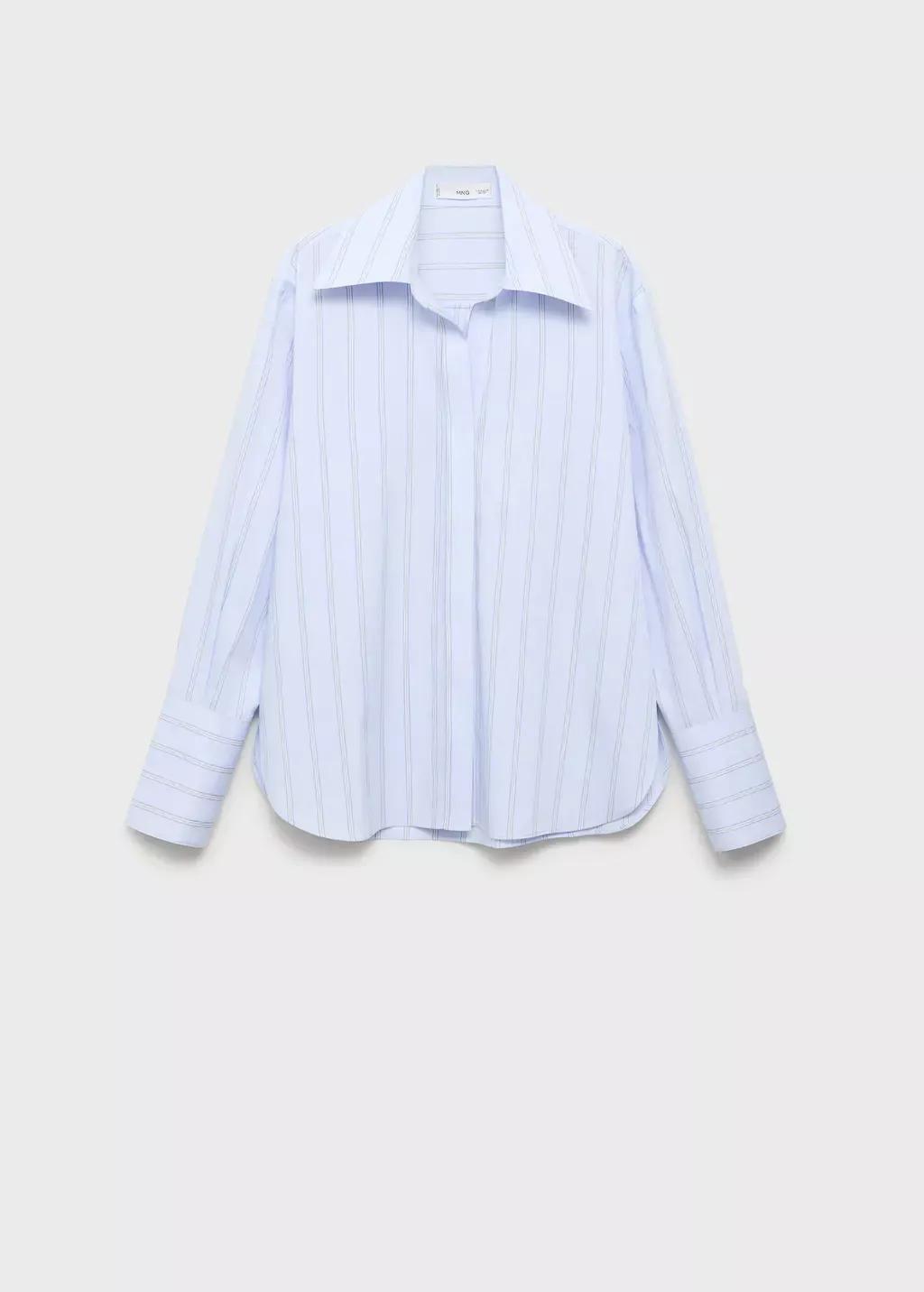 Blue Lt Pastel Lapels Striped Shirt, , large image number 3