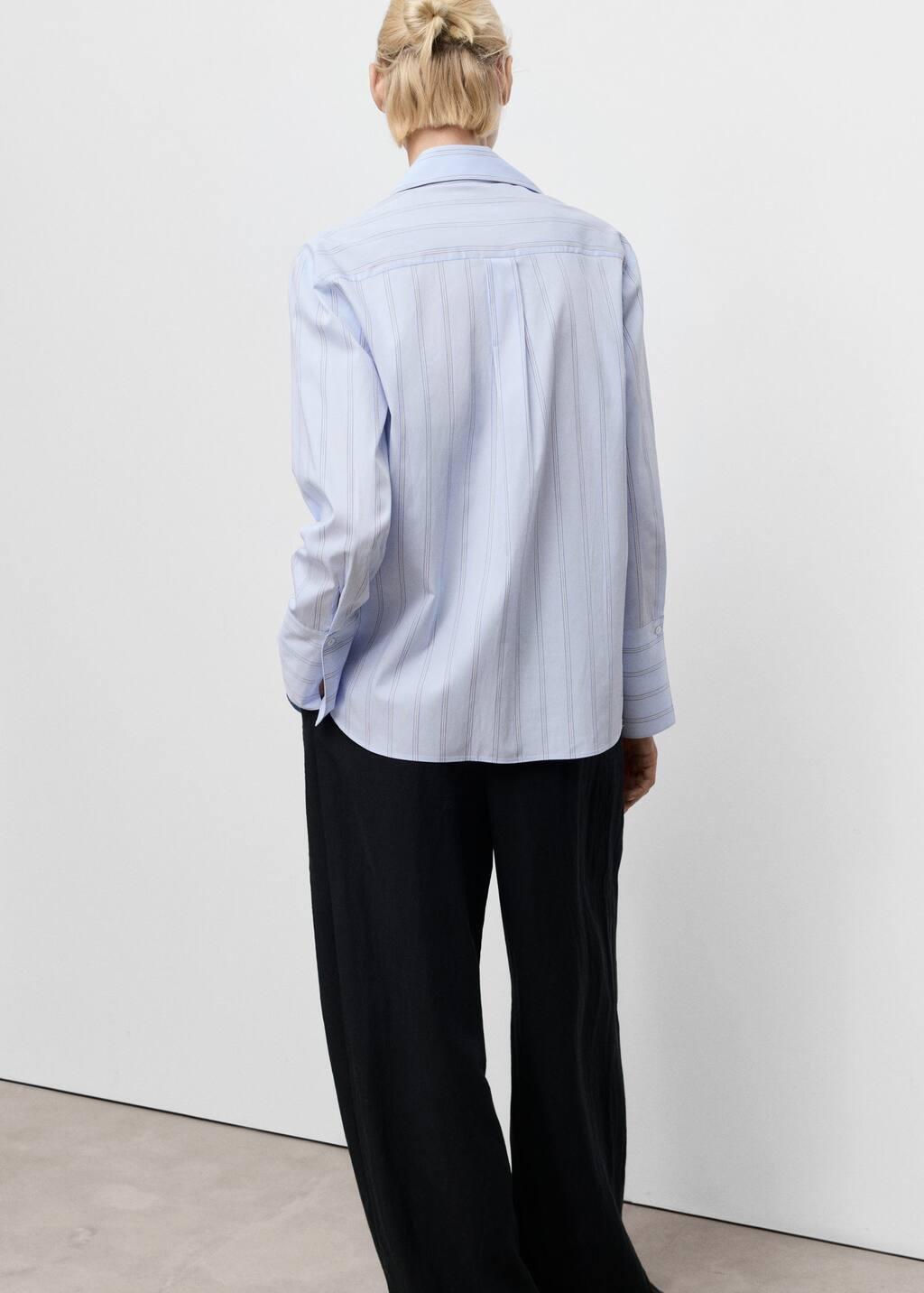 Blue Lt Pastel Lapels Striped Shirt, , large image number 4