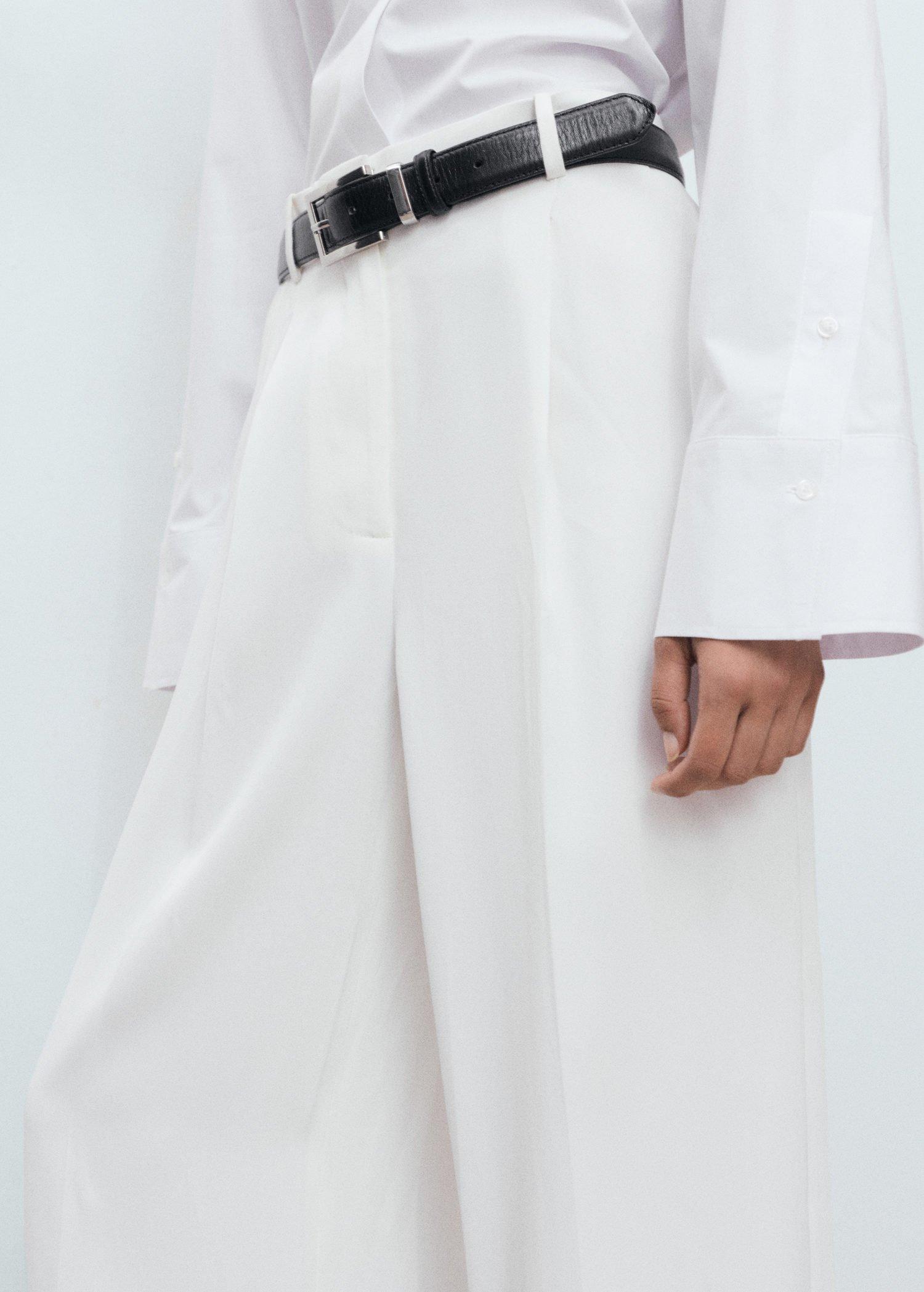 NATURAL WHITE Cropped poplin shirt, , large image number 4