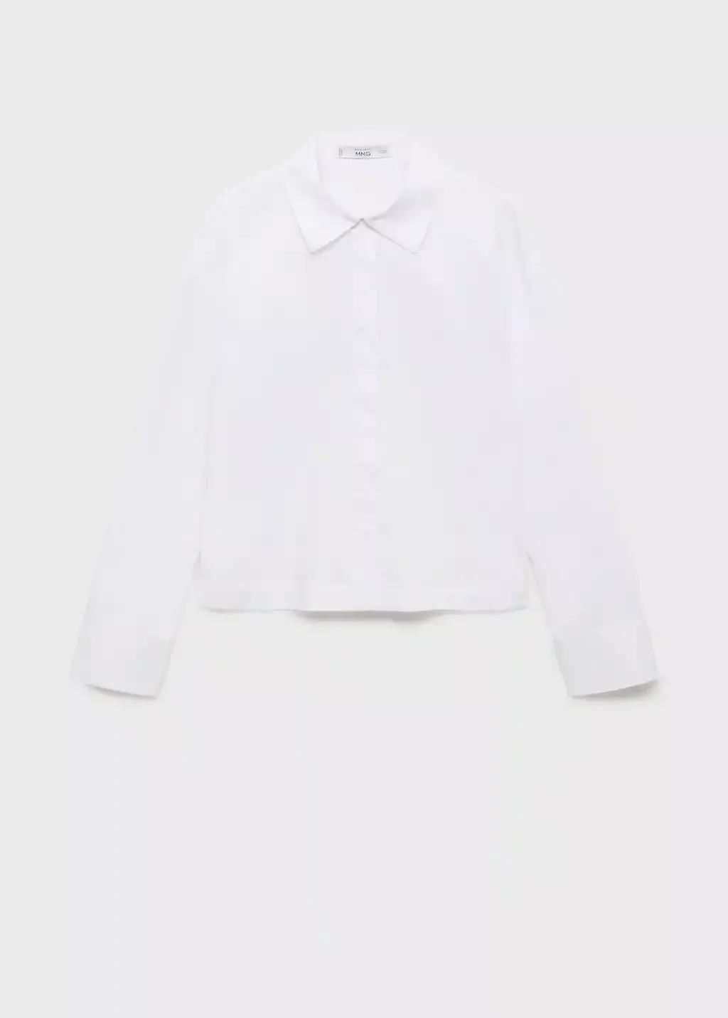 NATURAL WHITE Cropped poplin shirt, , large image number 8