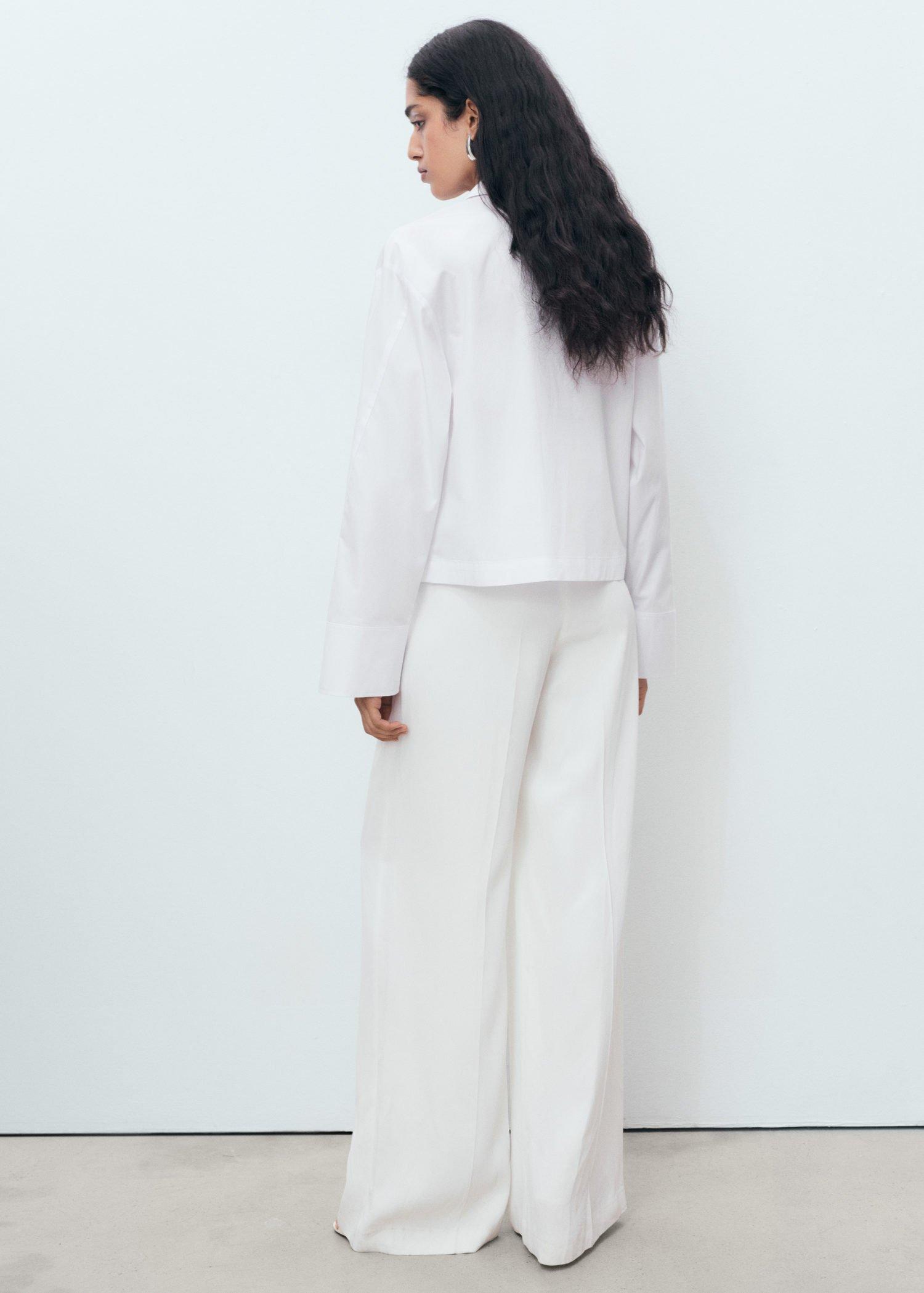 NATURAL WHITE Cropped poplin shirt, , large image number 9