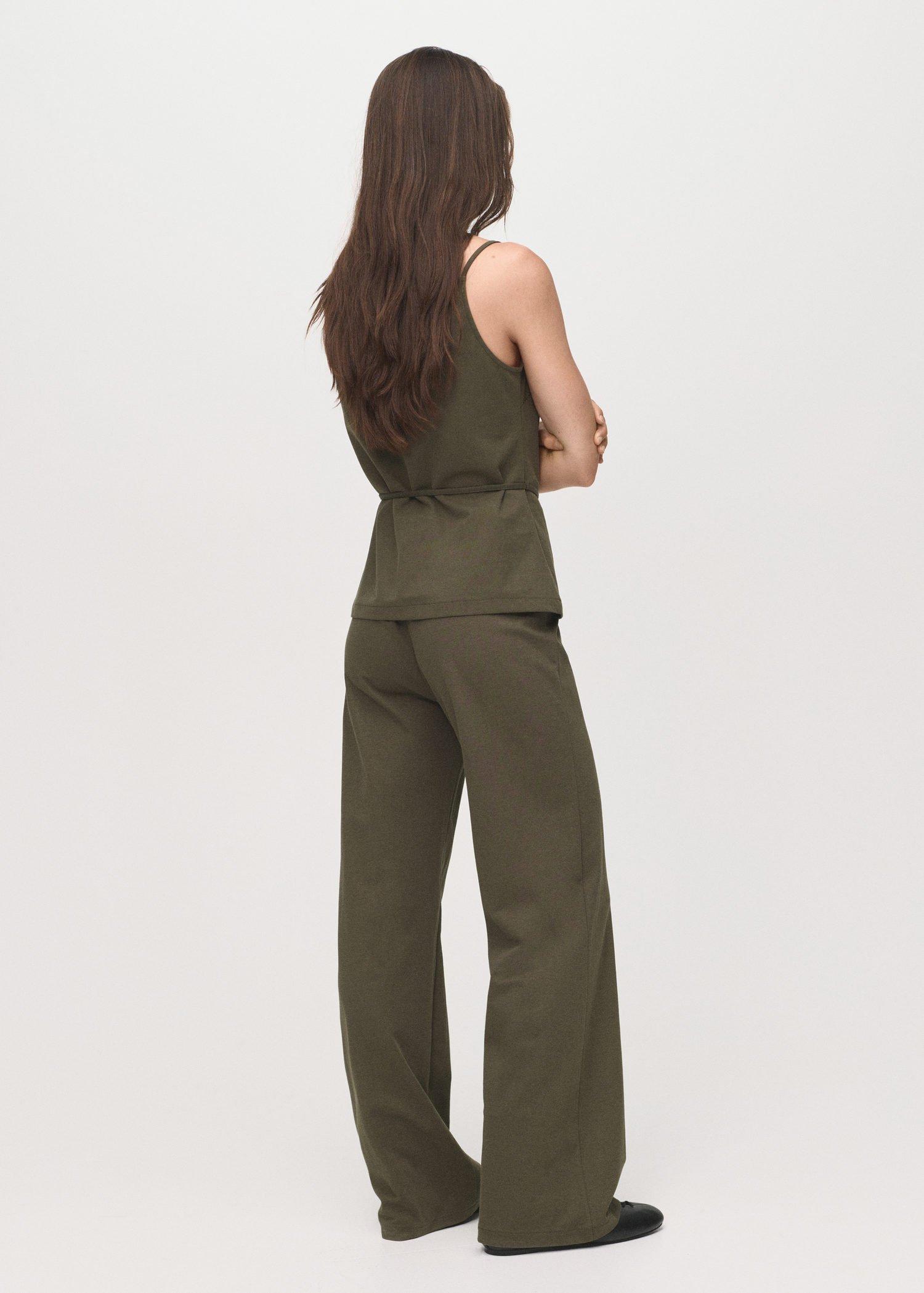 Khaki Straight-Fit Trousers With Elastic Waist, Beige - Khaki, large image number 2