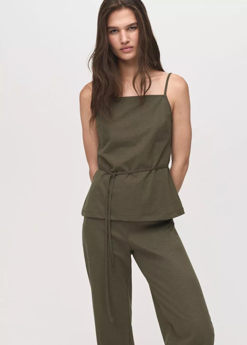 Khaki Straight-Fit Trousers With Elastic Waist, Beige - Khaki, large image number 5