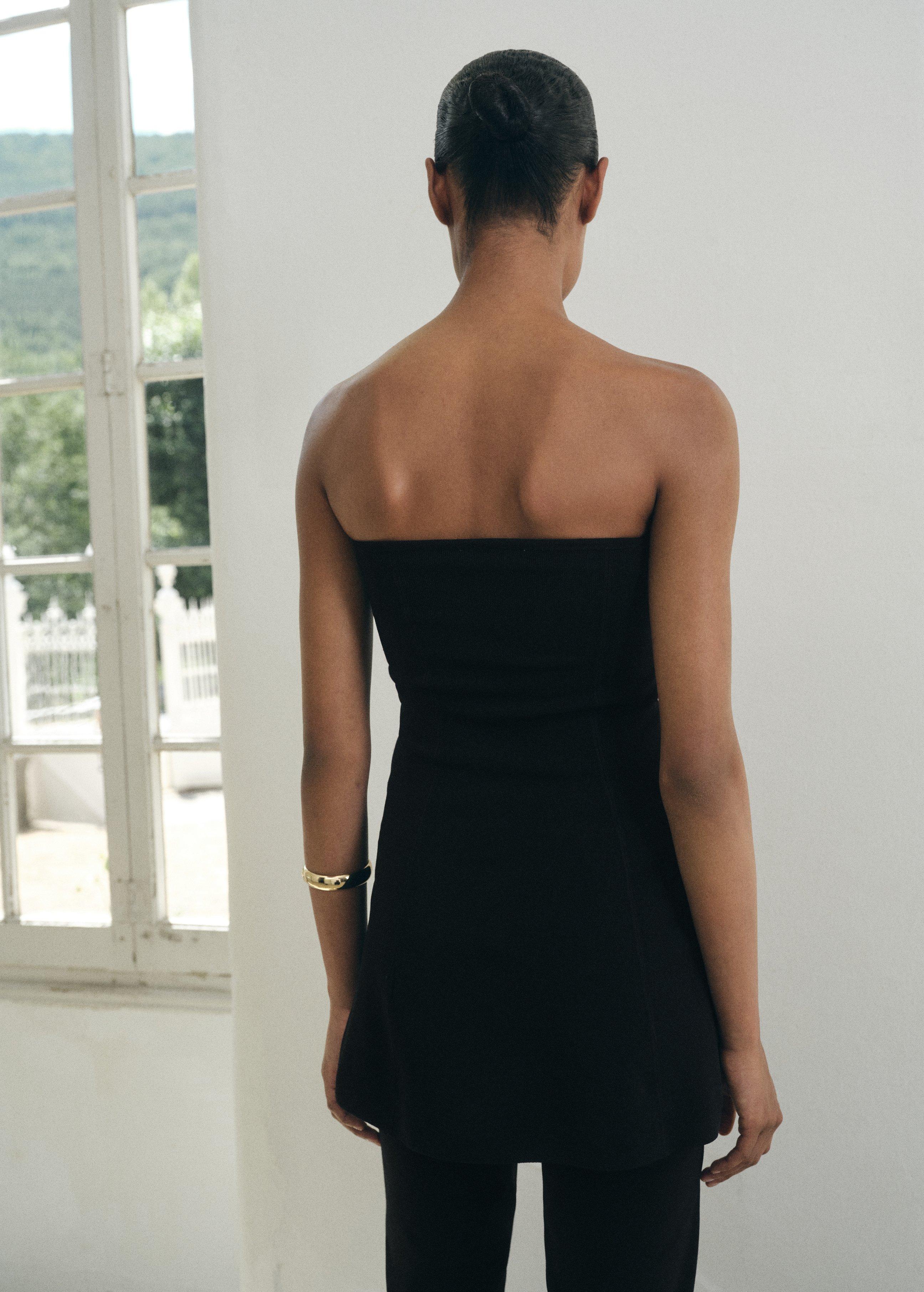 BLACK Strapless knitted top, , large image number 1