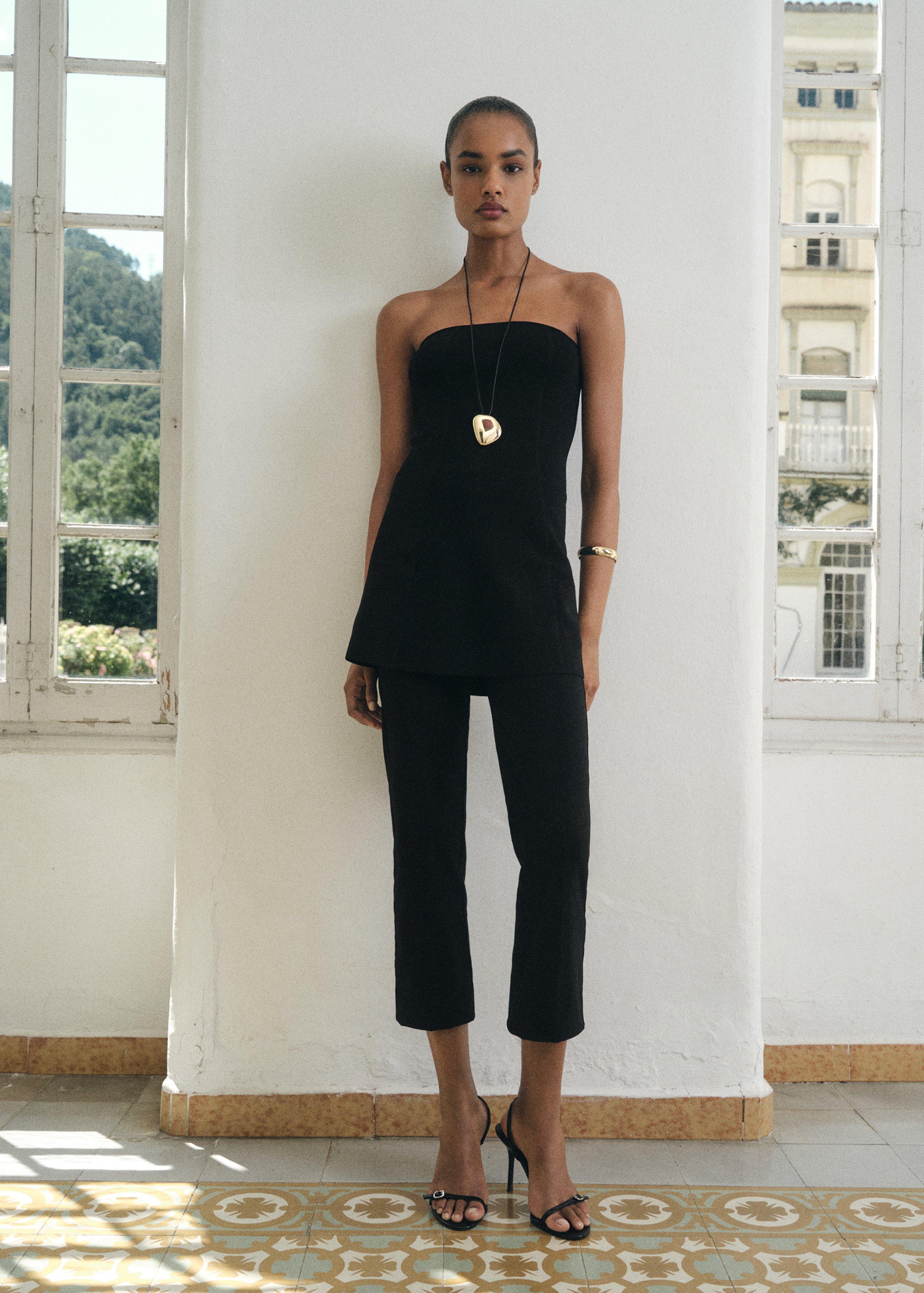 BLACK Strapless knitted top, , large image number 2