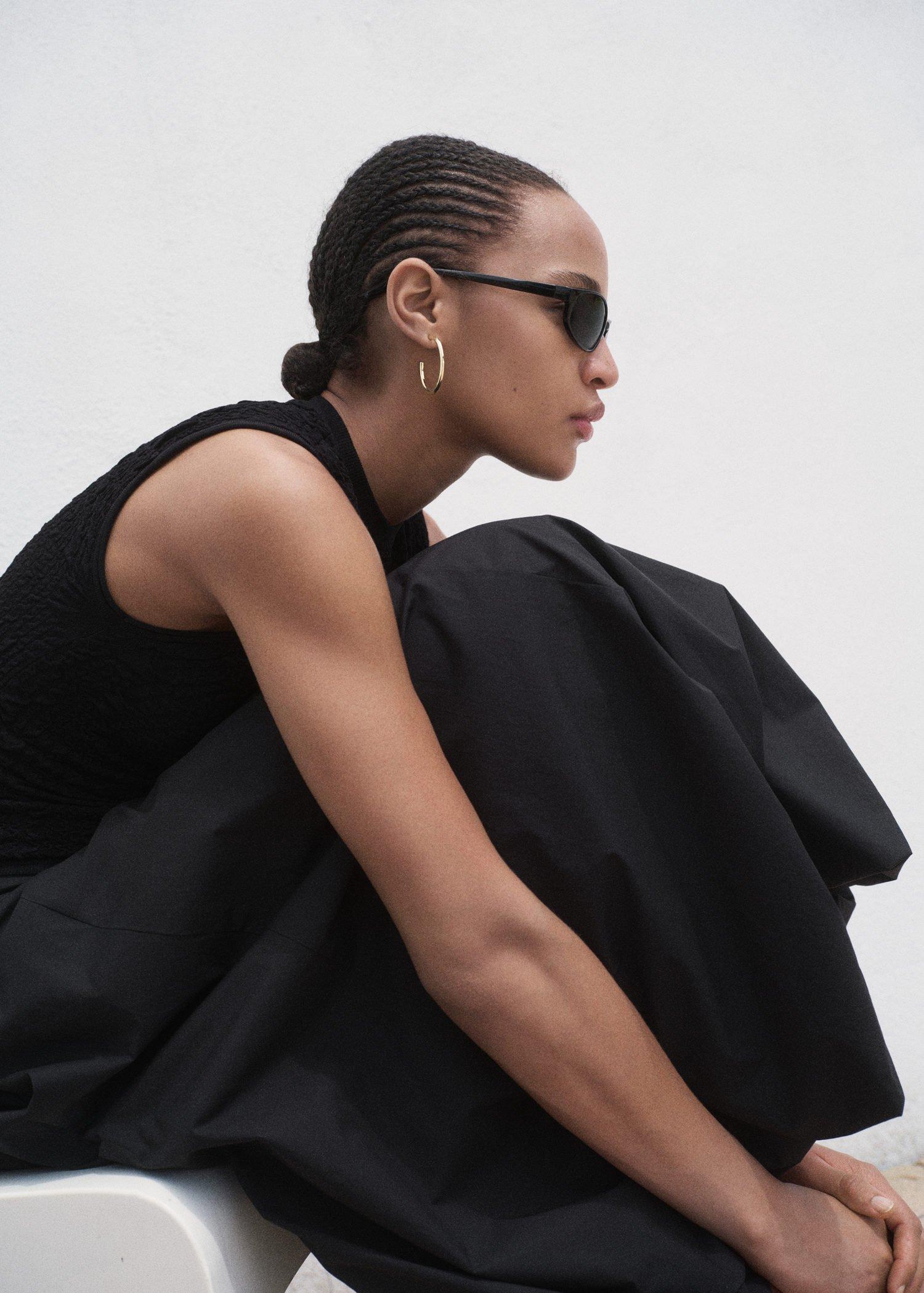 Black Textured Crepe Top, Black, large image number 4