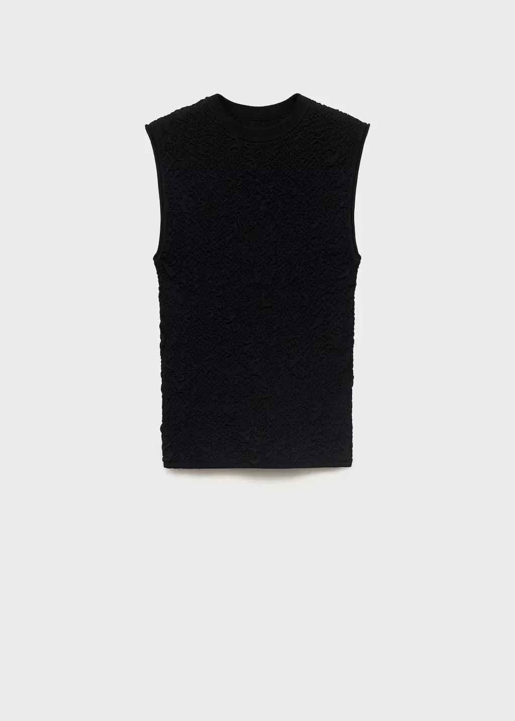 Black Textured Crepe Top, Black, large image number 8