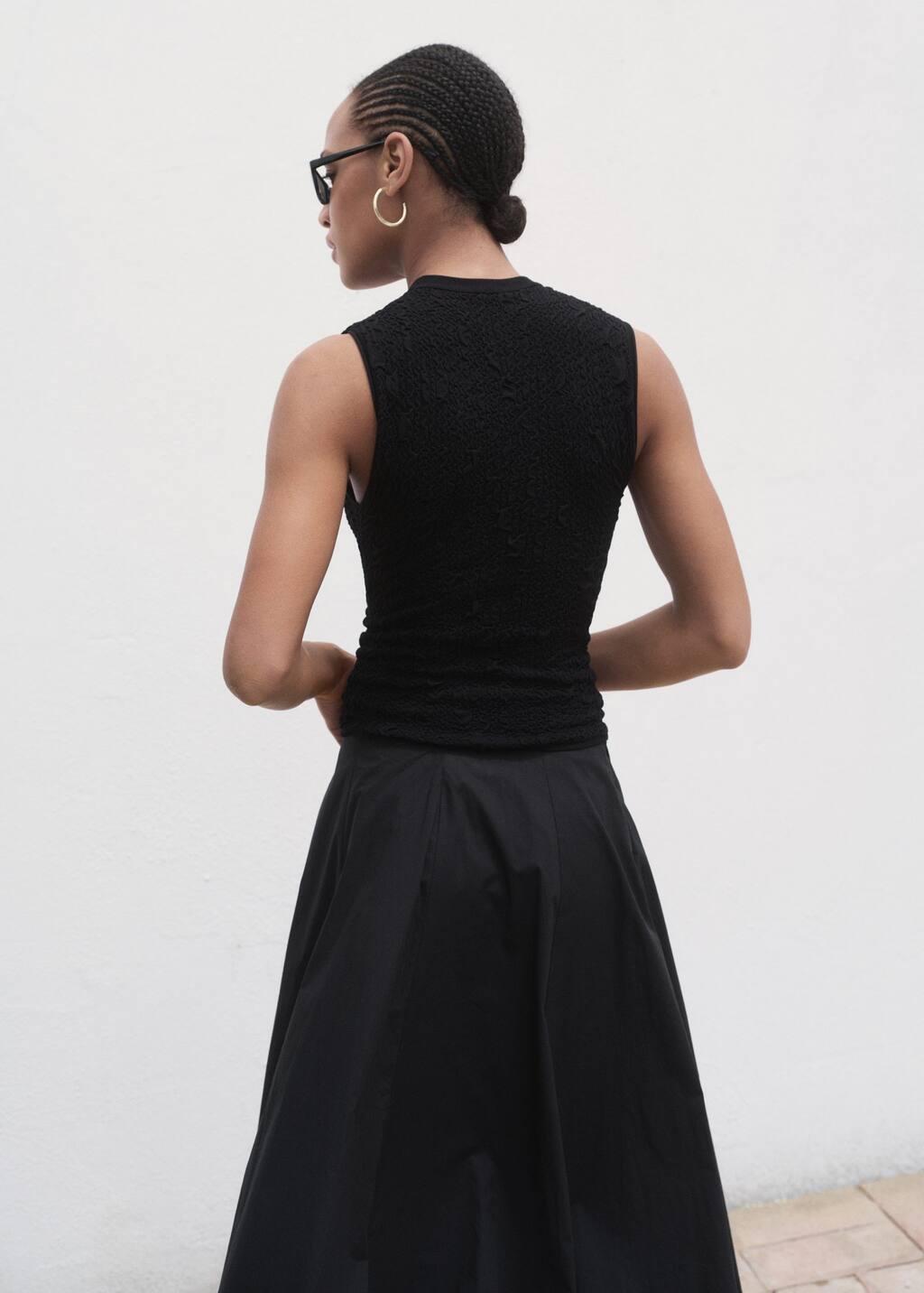 Black Textured Crepe Top, Black, large image number 9