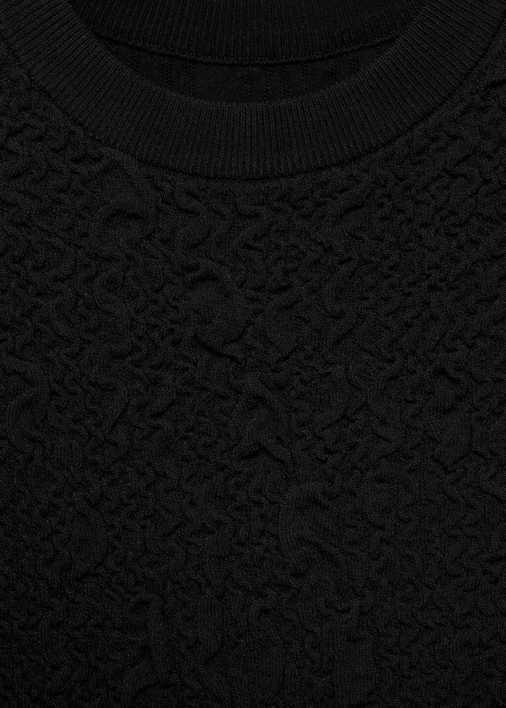 Black Textured Crepe Top, Black, large image number 10