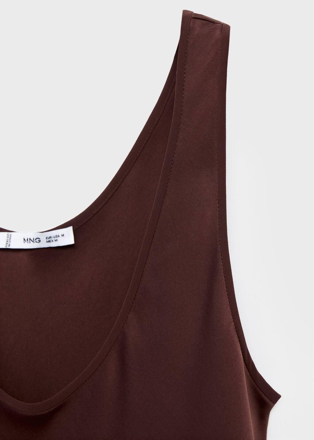 Brown Satin Low-Cut Dress, , large image number 2