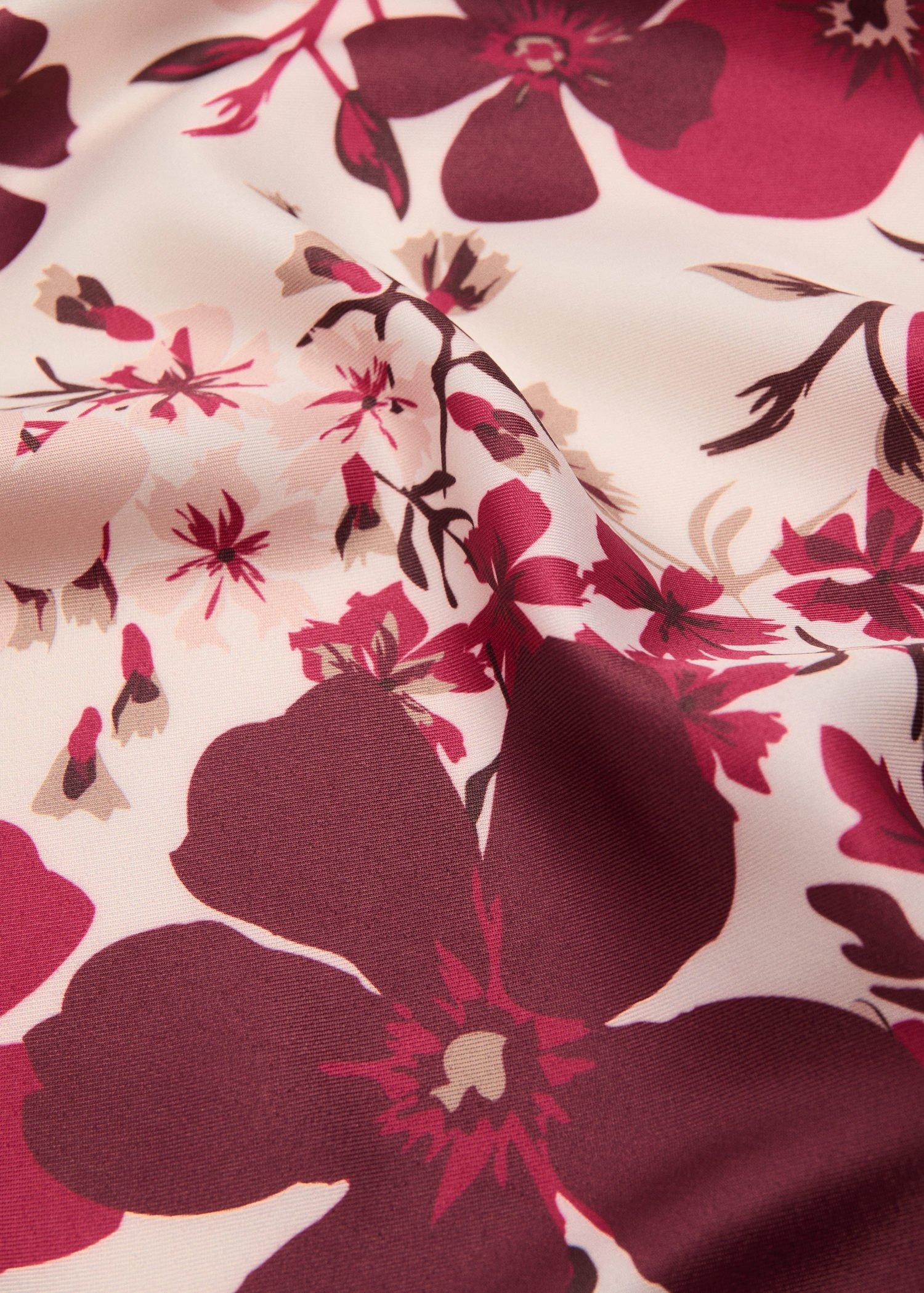 Red Floral-Print Satin Scarf, Dark Red, large image number 1