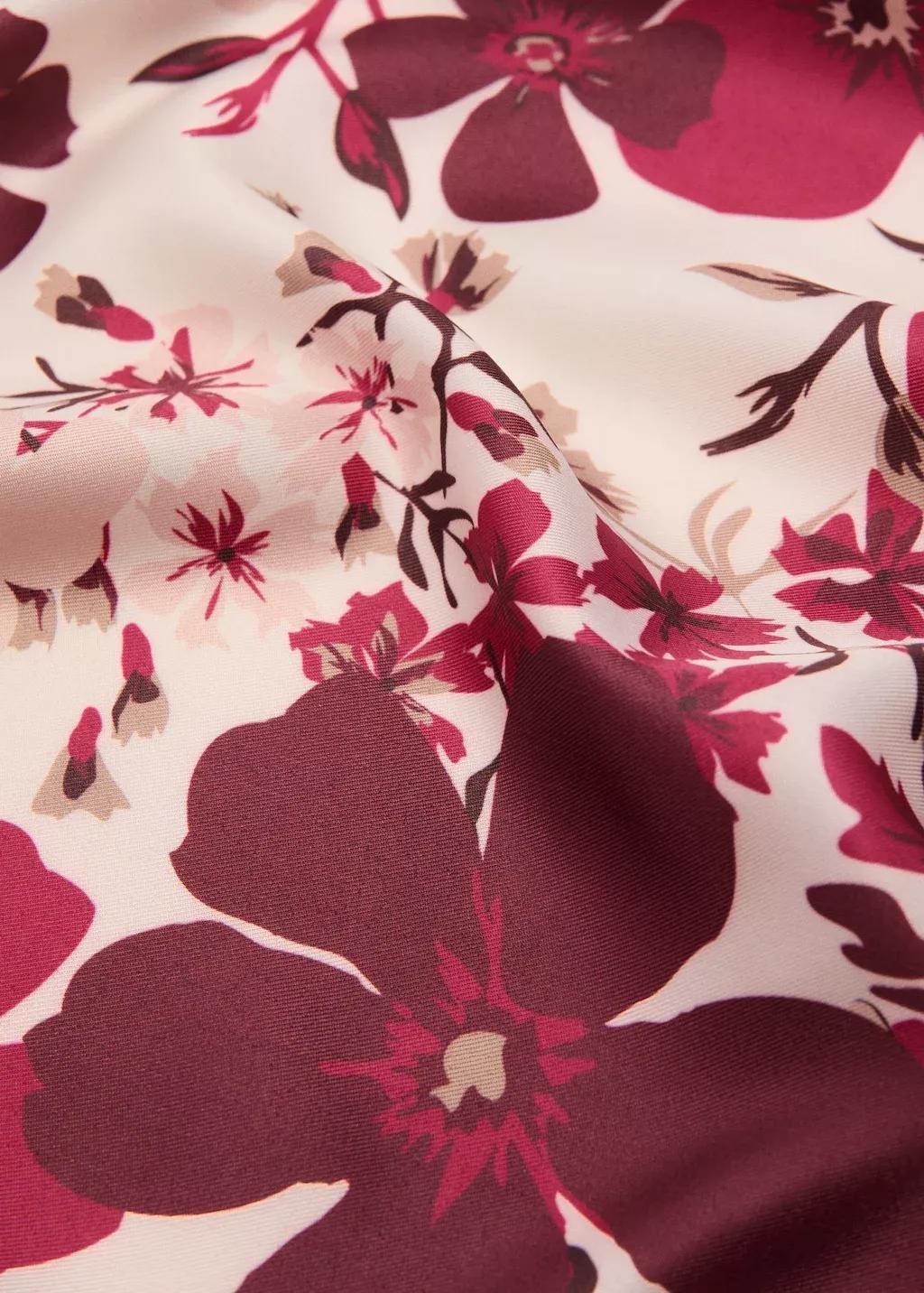 Red Floral-Print Satin Scarf, Dark Red, large image number 3