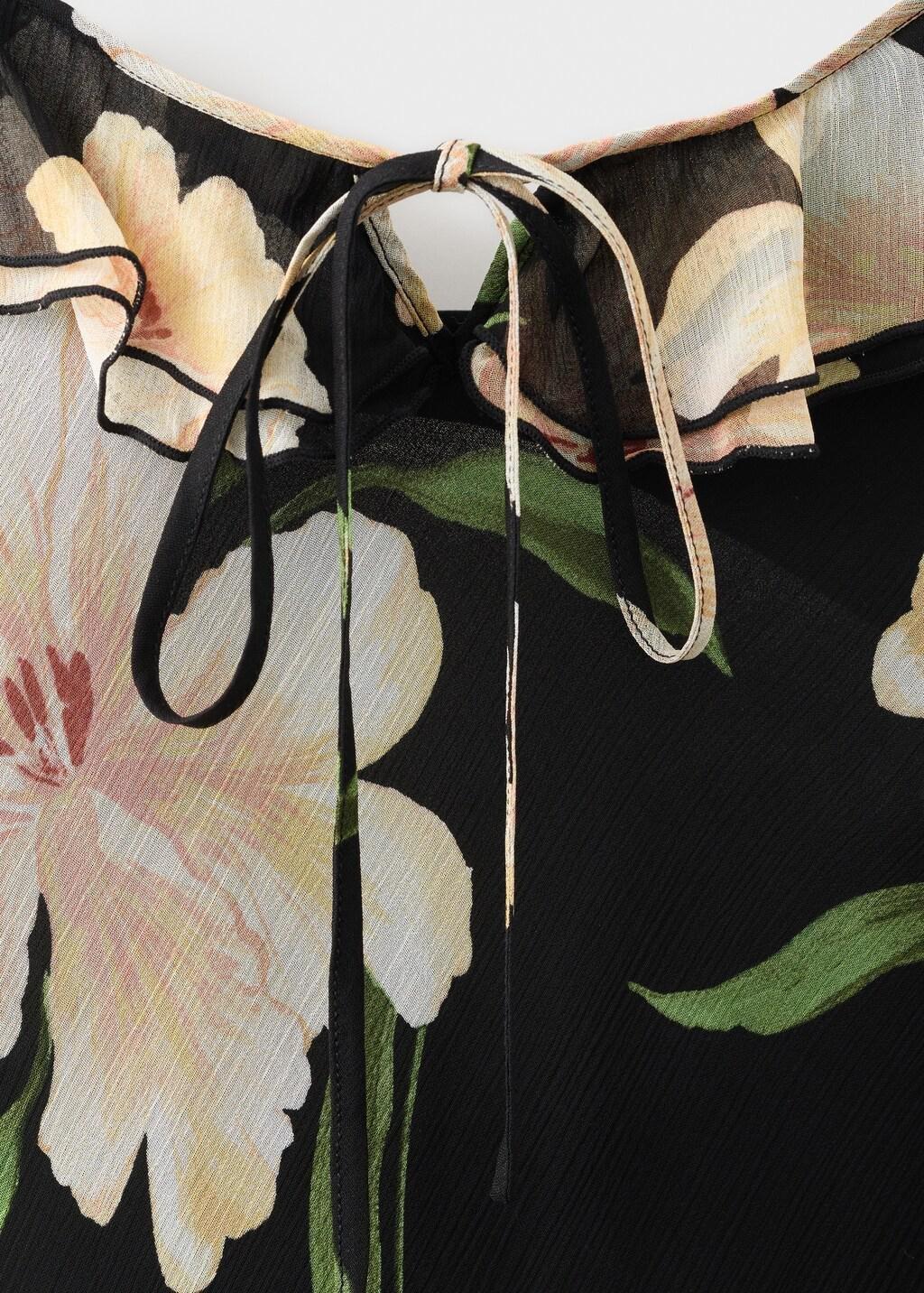 Black Floral Dress With Ruffle Detail, , large image number 3
