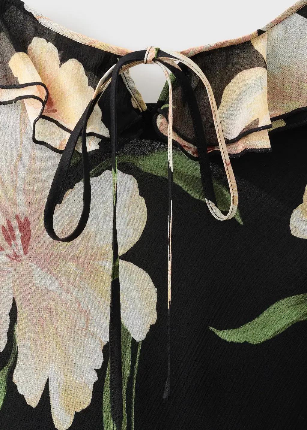 Black Floral Dress With Ruffle Detail, Black, large image number 9