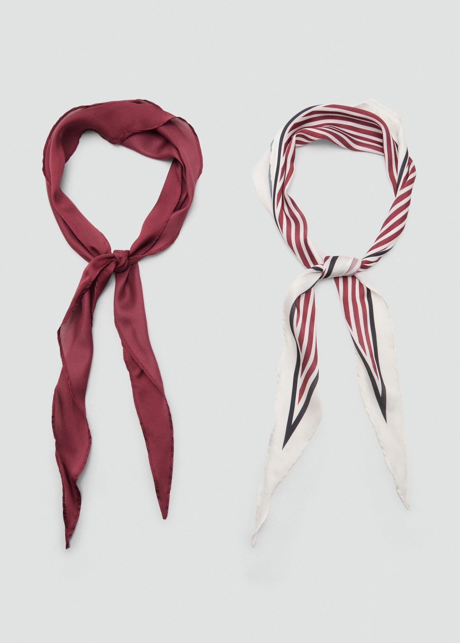 Red Combined Scarves, Set Of 2, Dark Red, large image number 5