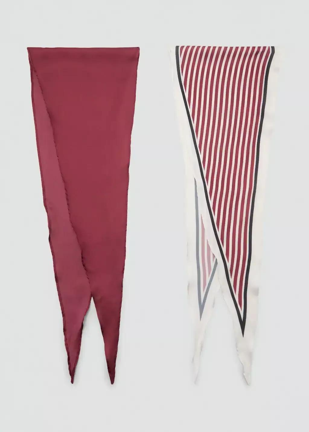 Red Combined Scarves, Set Of 2, Dark Red, large image number 8