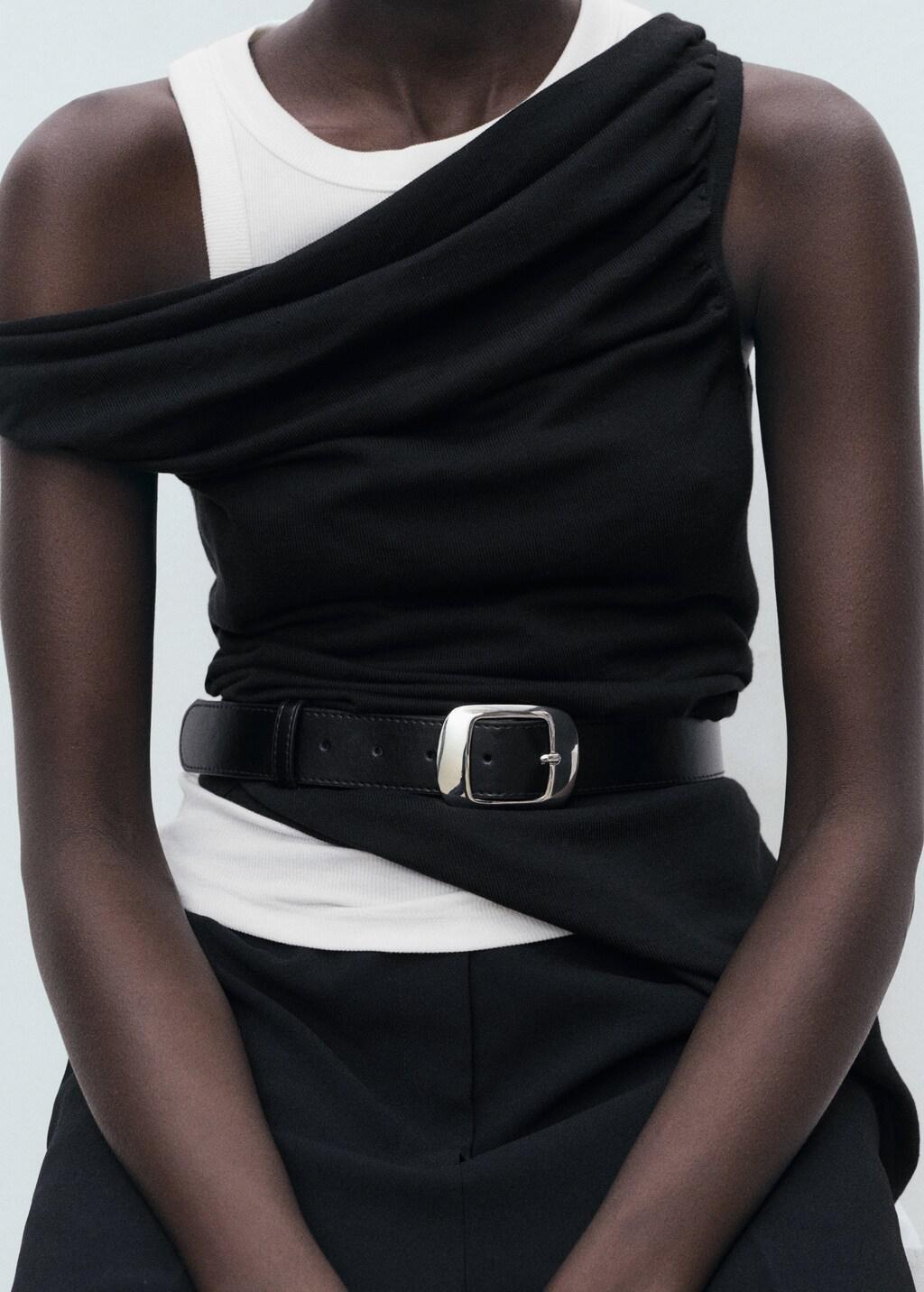 BLACK Square buckle belt, Black, large image number 0