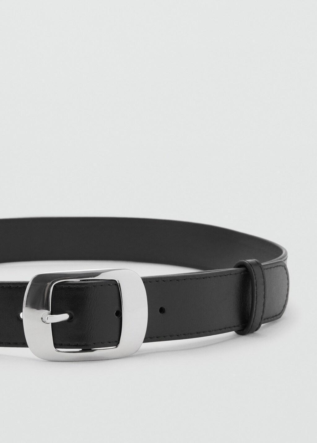 BLACK Square buckle belt, Black, large image number 2
