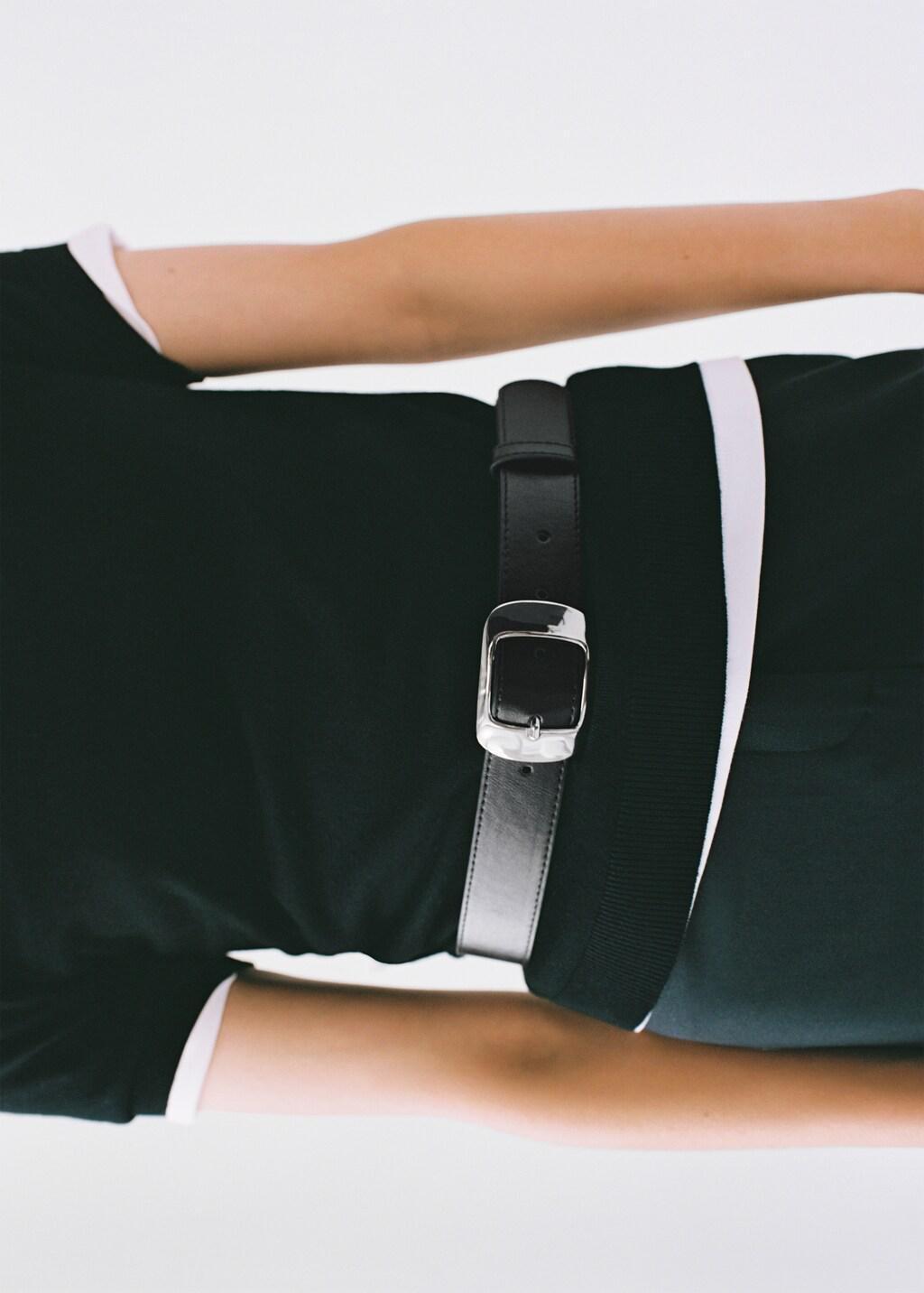 BLACK Square buckle belt, Black, large image number 4