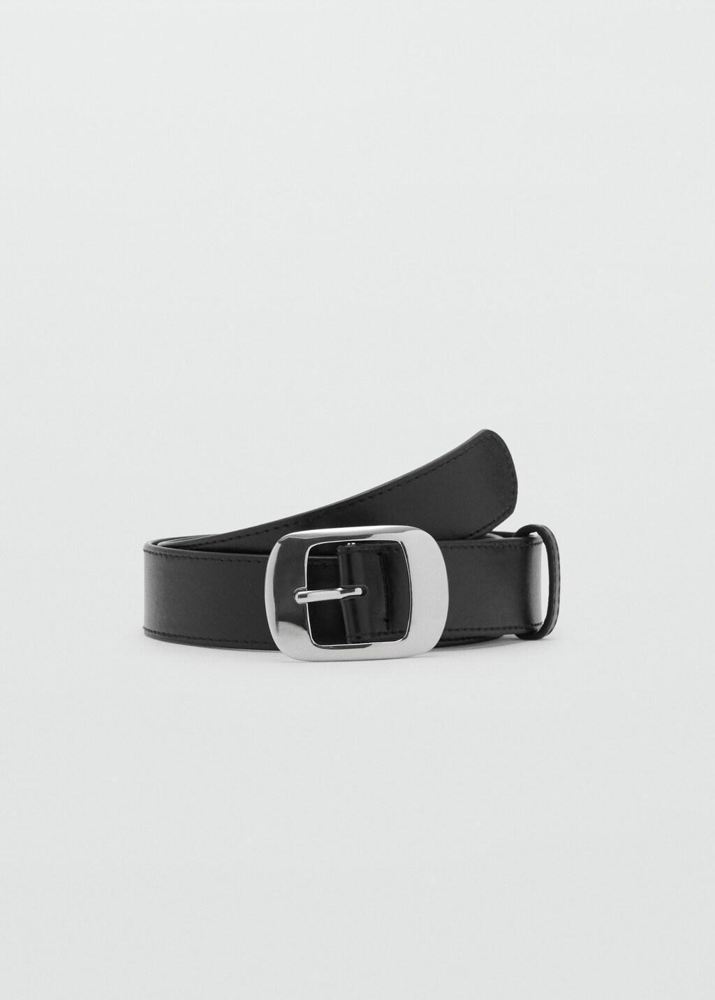 BLACK Square buckle belt, Black, large image number 6