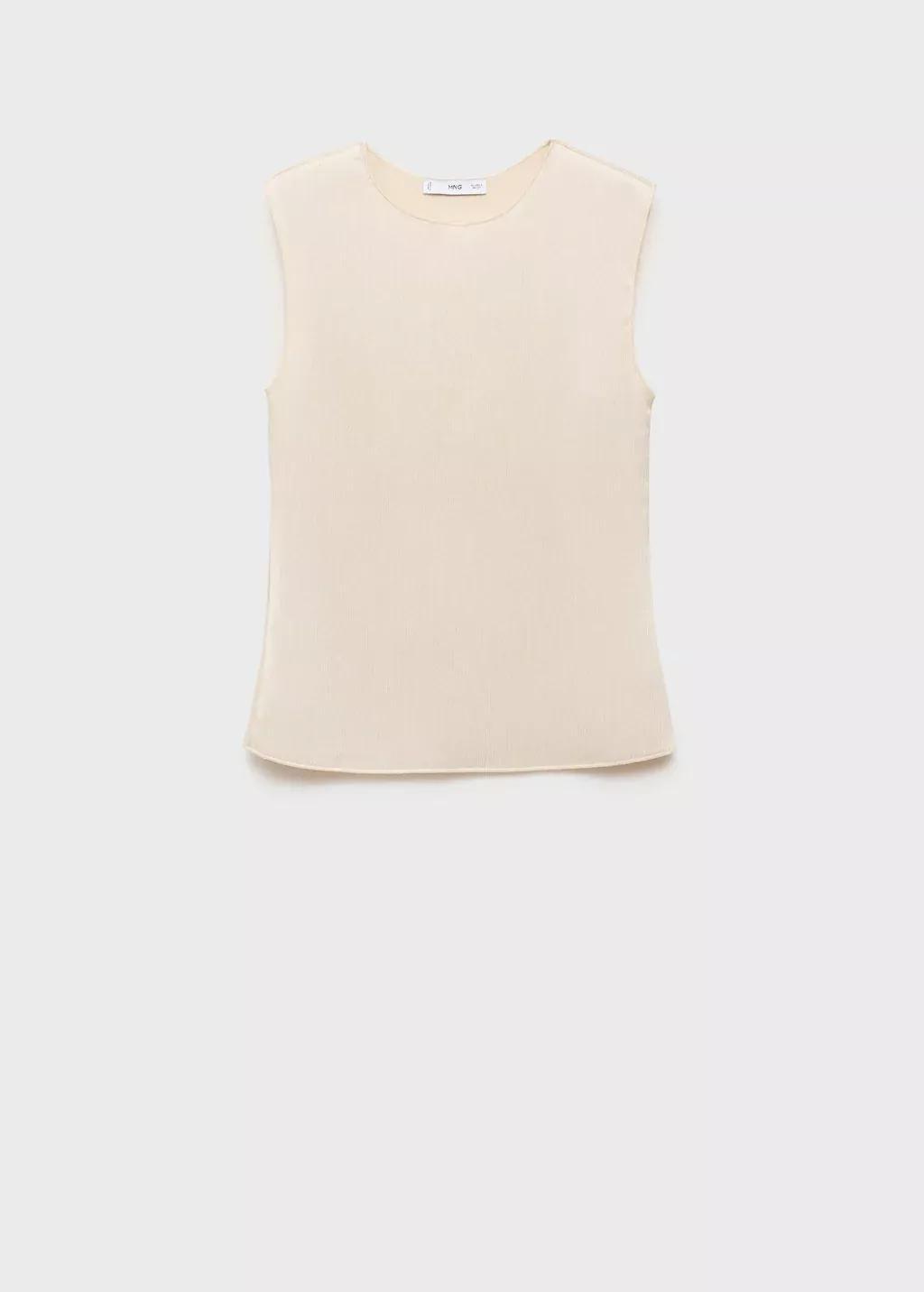 Beige Pleated knitted top, Light Beige, medium